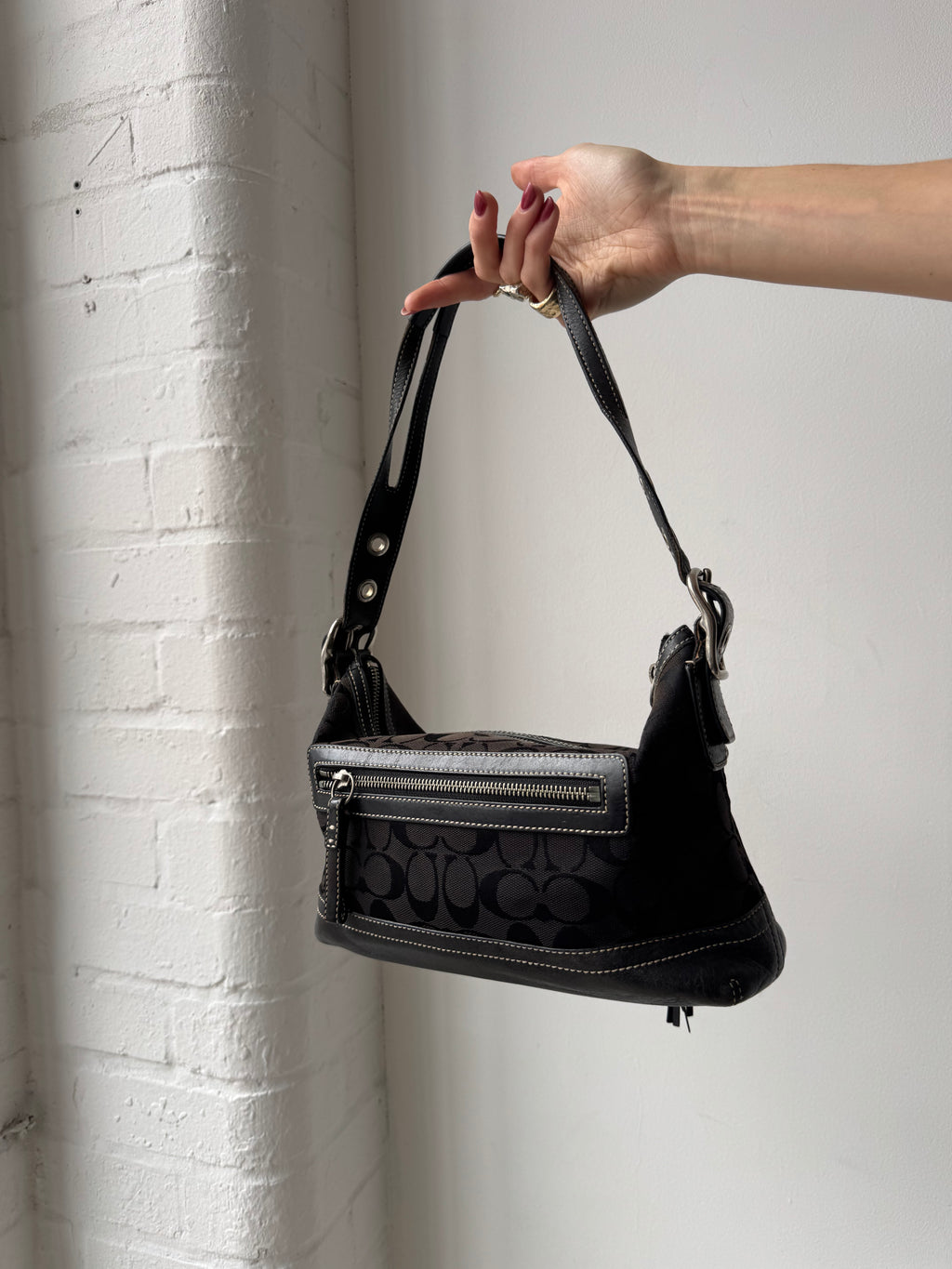 Vintage Y2K coach monogram shoulder bag black