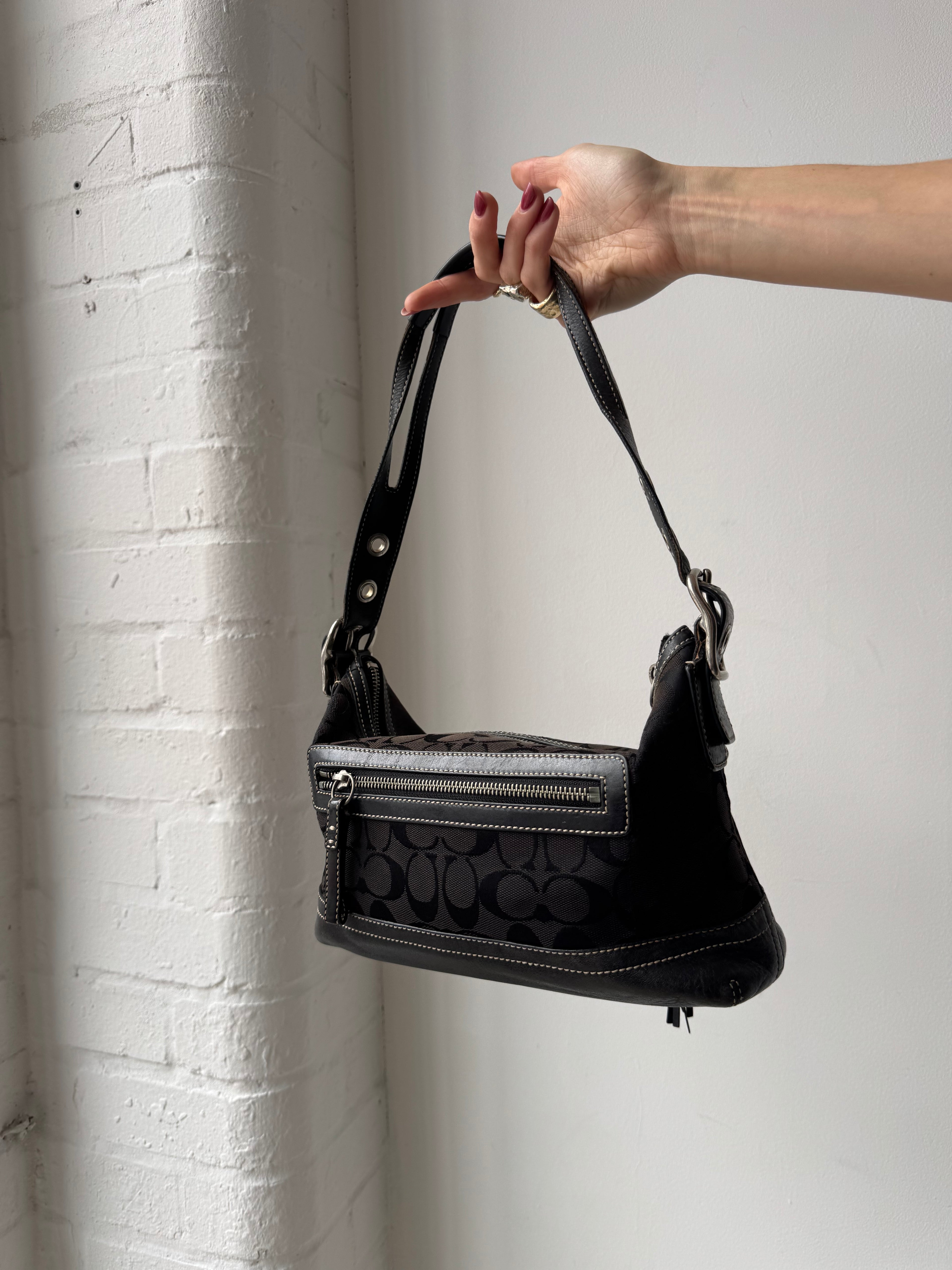 Vintage Y2K coach monogram shoulder bag black