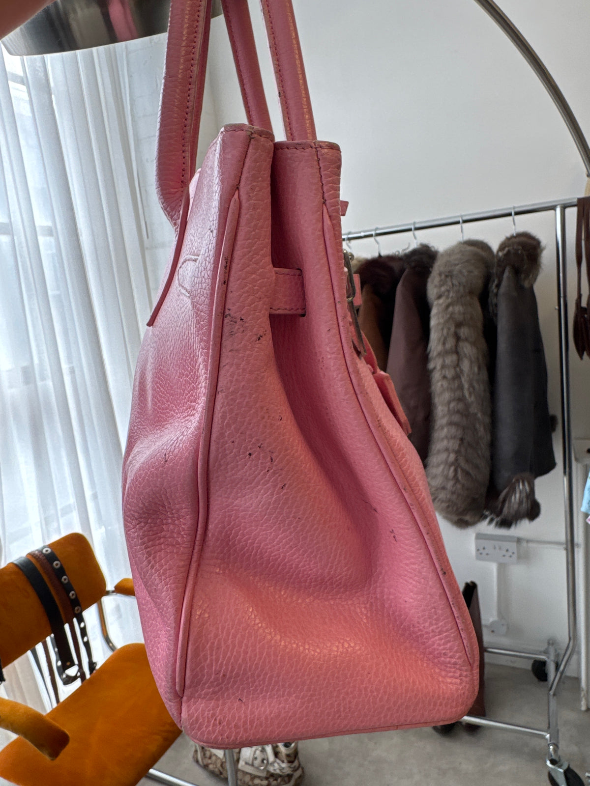 Vintage Y2K Pink Leather Firkin Tote Bag