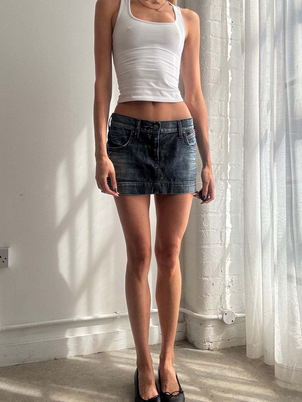 Vintage Y2K Miss Sixty dark wash denim micro mini skirt - Size M