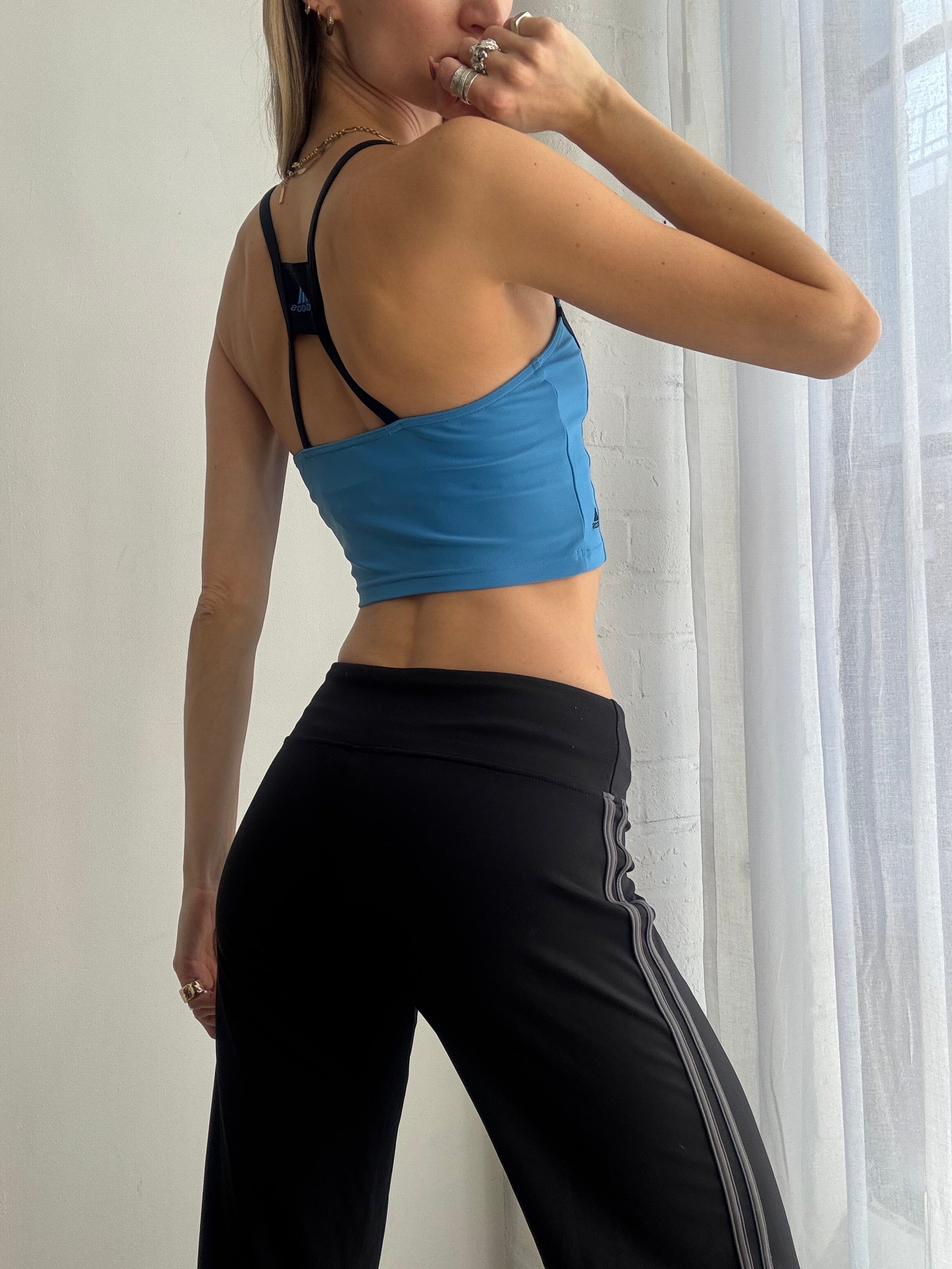 Vintage Y2K adidas blue sporty crop top