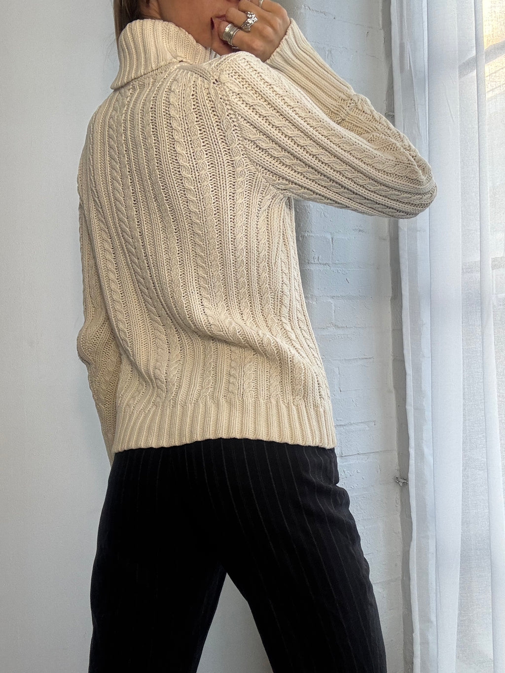 Vintage Y2K cream polo neck jumper
