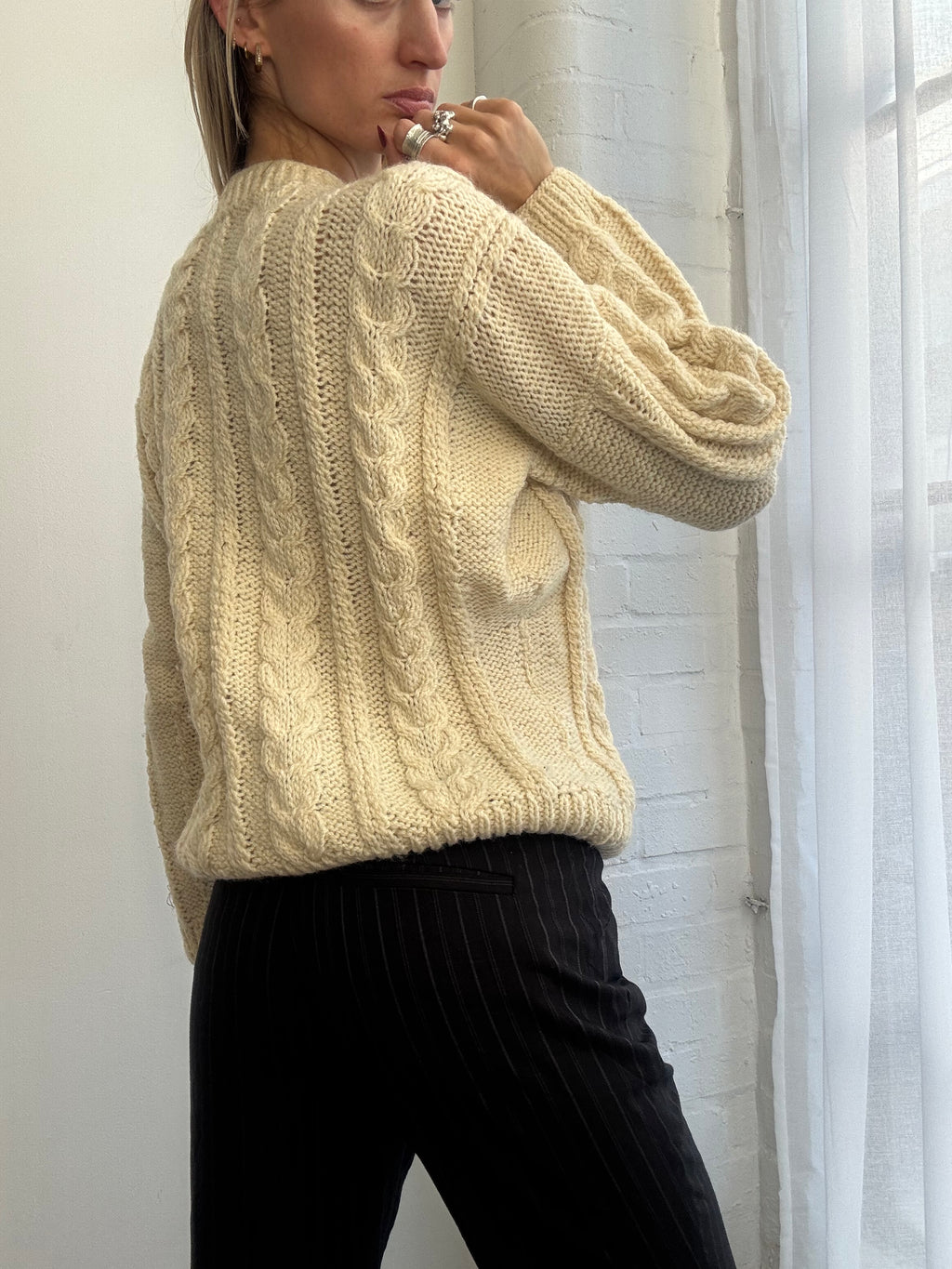 Vintage cream cable knit jumper