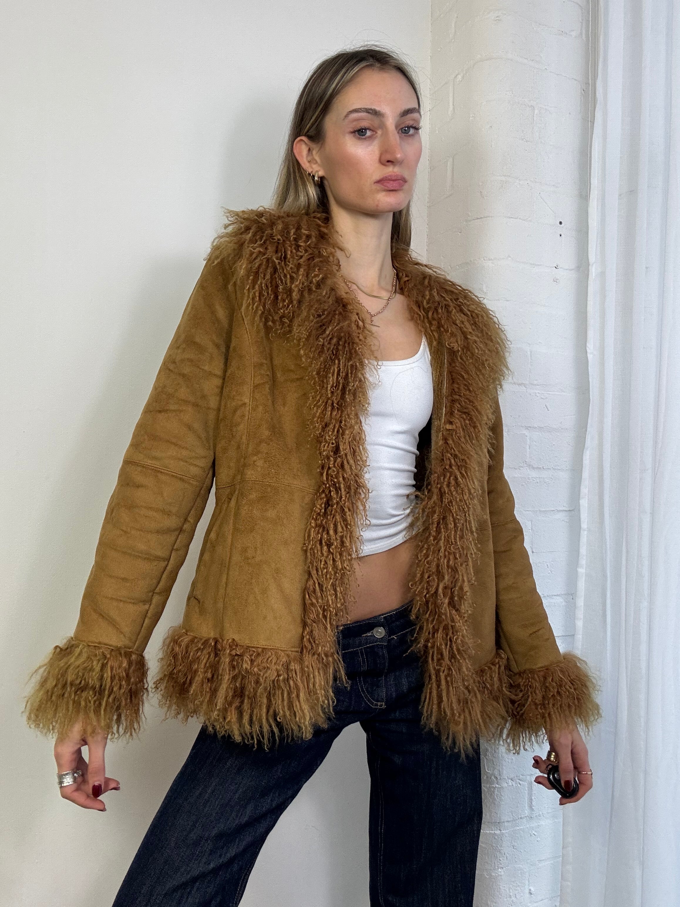 Vintage Y2K penny lane coat tan
