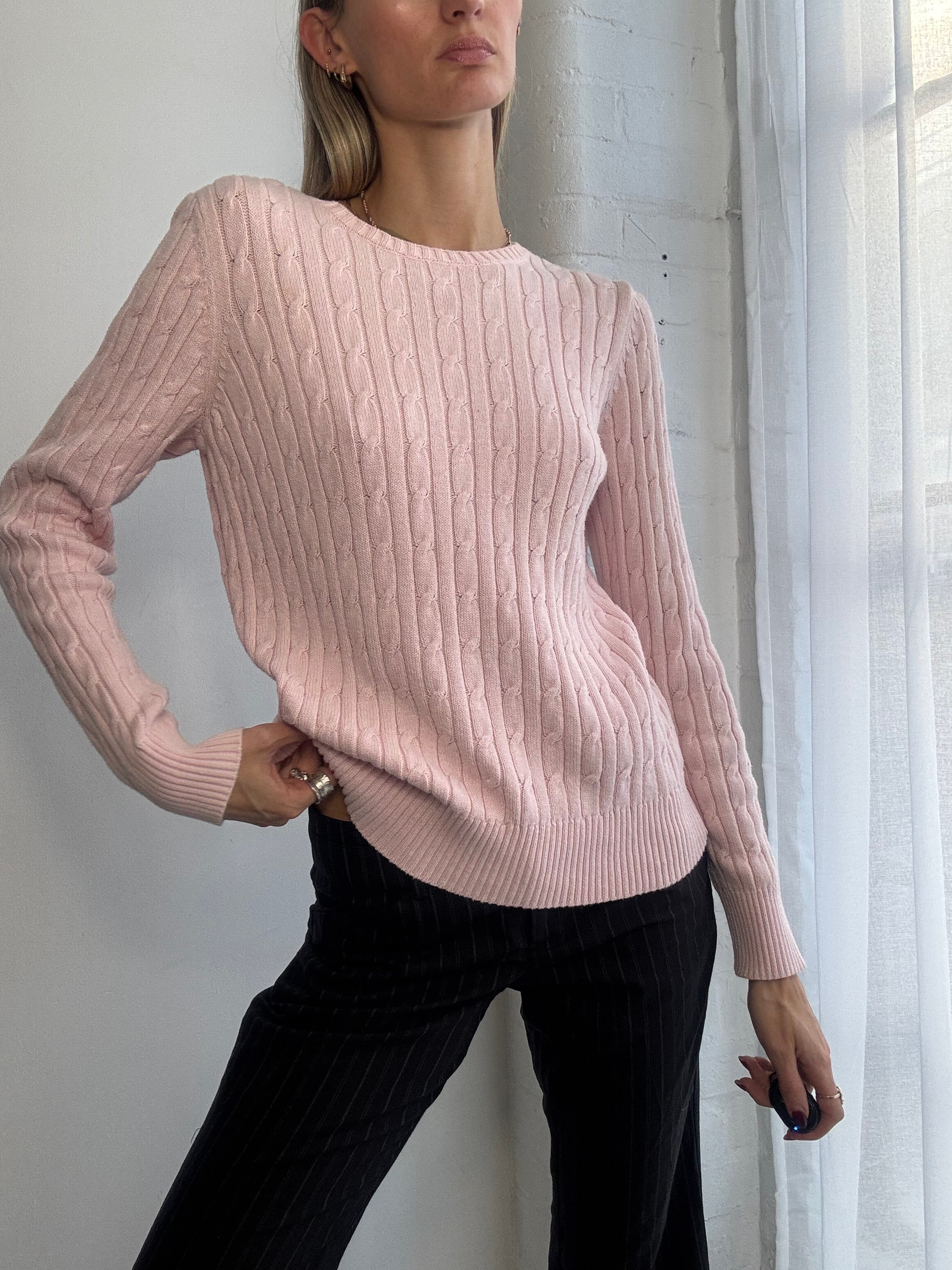 Vintage Y2K pink cable knit jumper