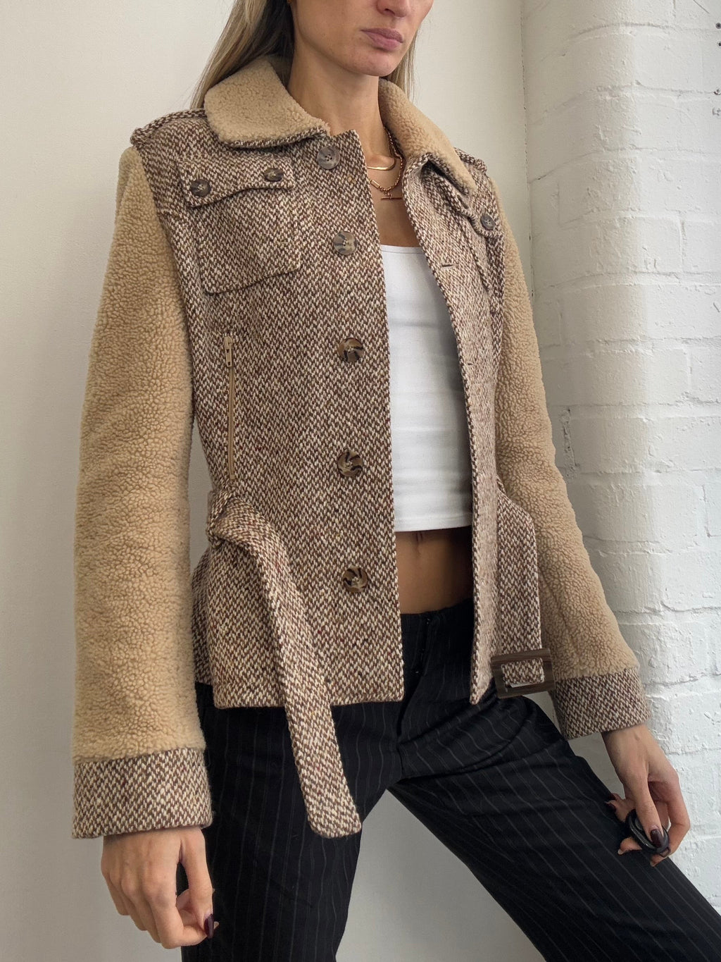 Vintage Iceberg belted sherpa jacket