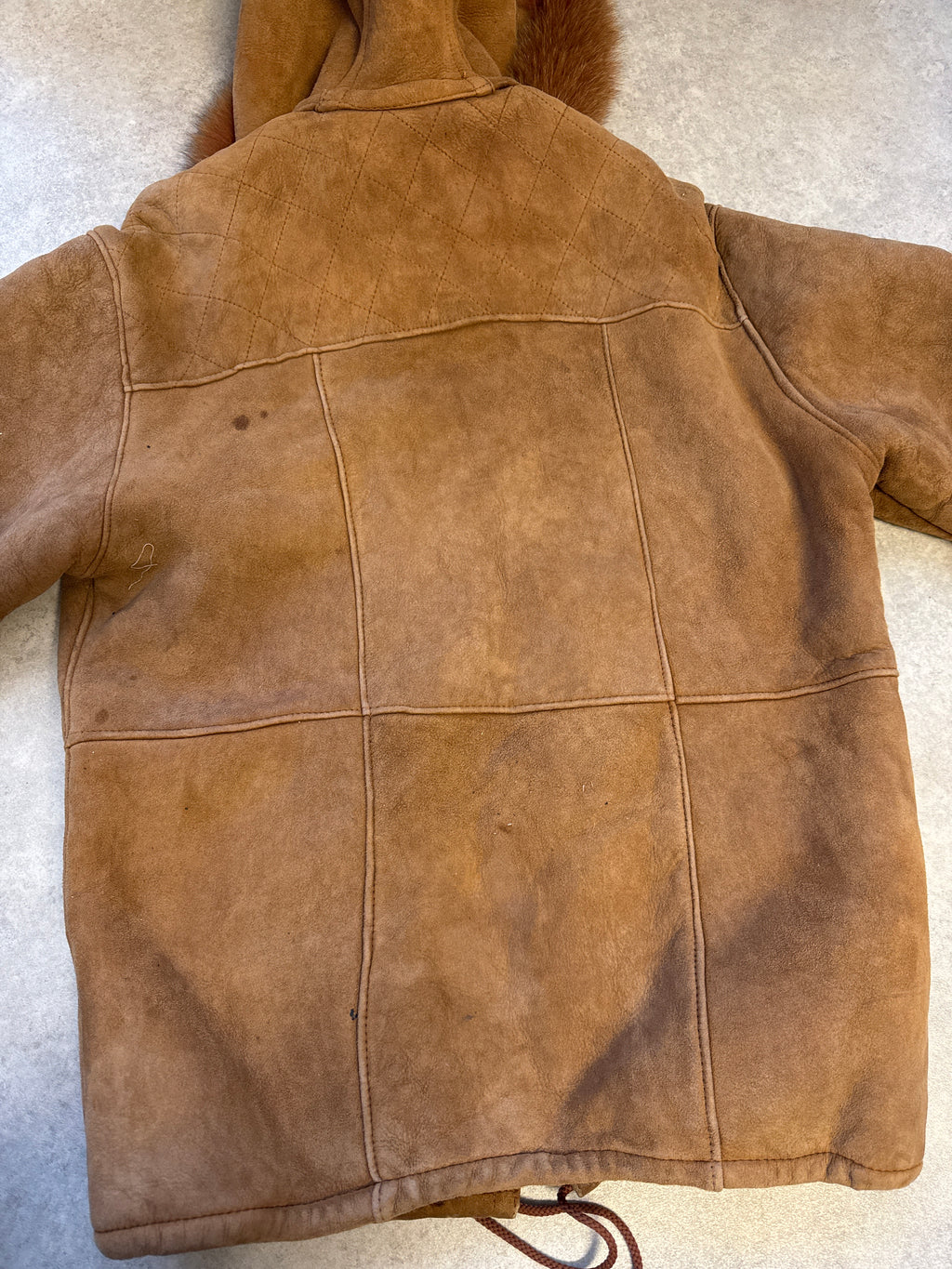 Vintage 90s brown suede hooded coat