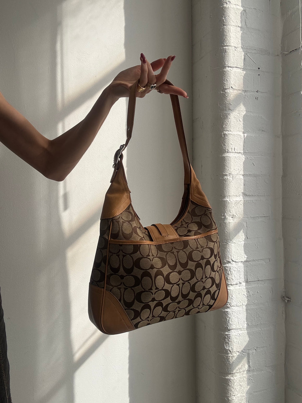 Vintage Y2K Coach monogram shoulder bag with charm