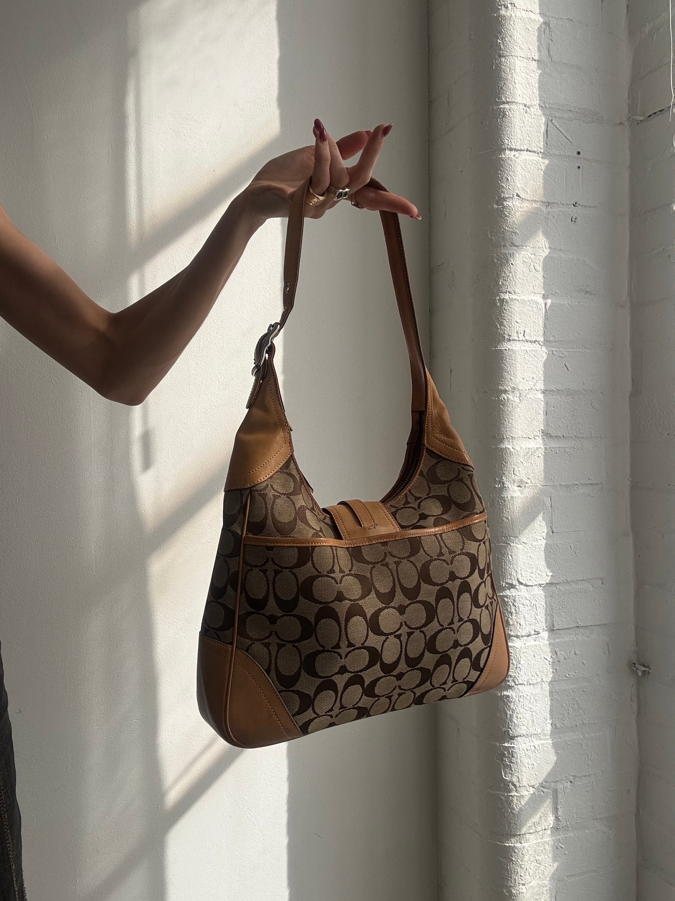 Vintage Y2K Coach monogram shoulder bag with charm