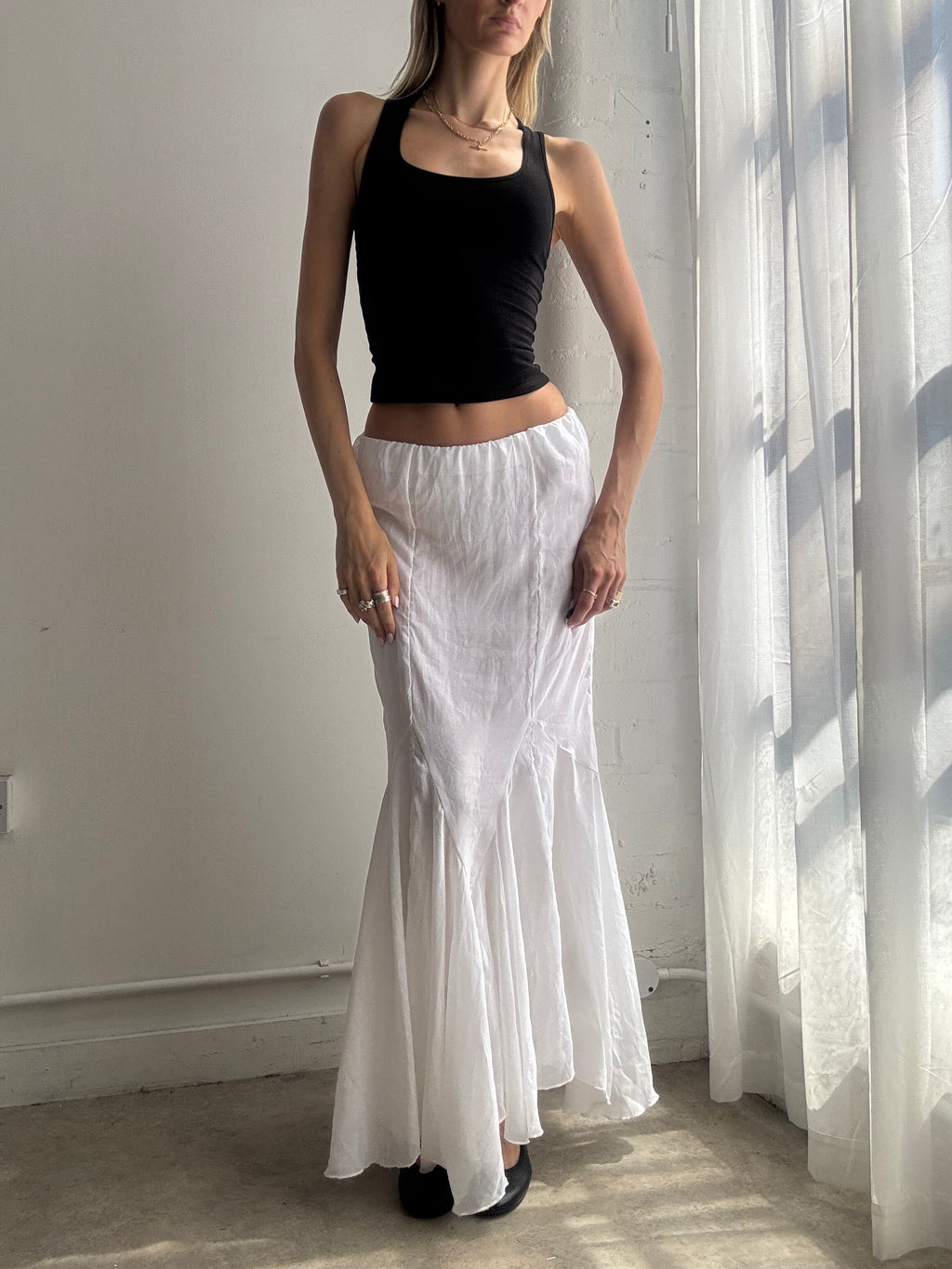 Vintage Y2K White Boho Maxi Skirt Fairy Coquette Boho - Size XS