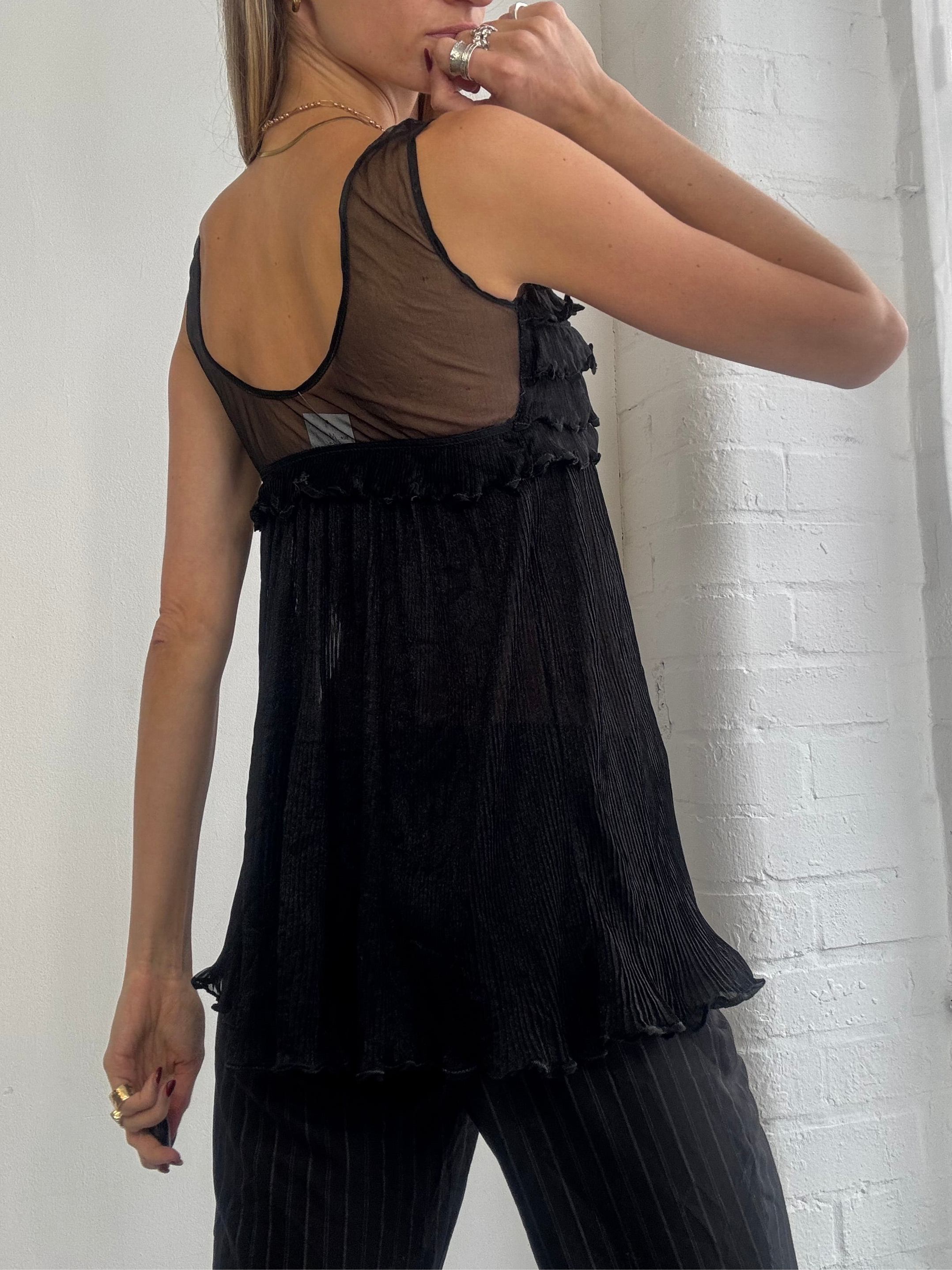 Vintage 90s black ruffle top
