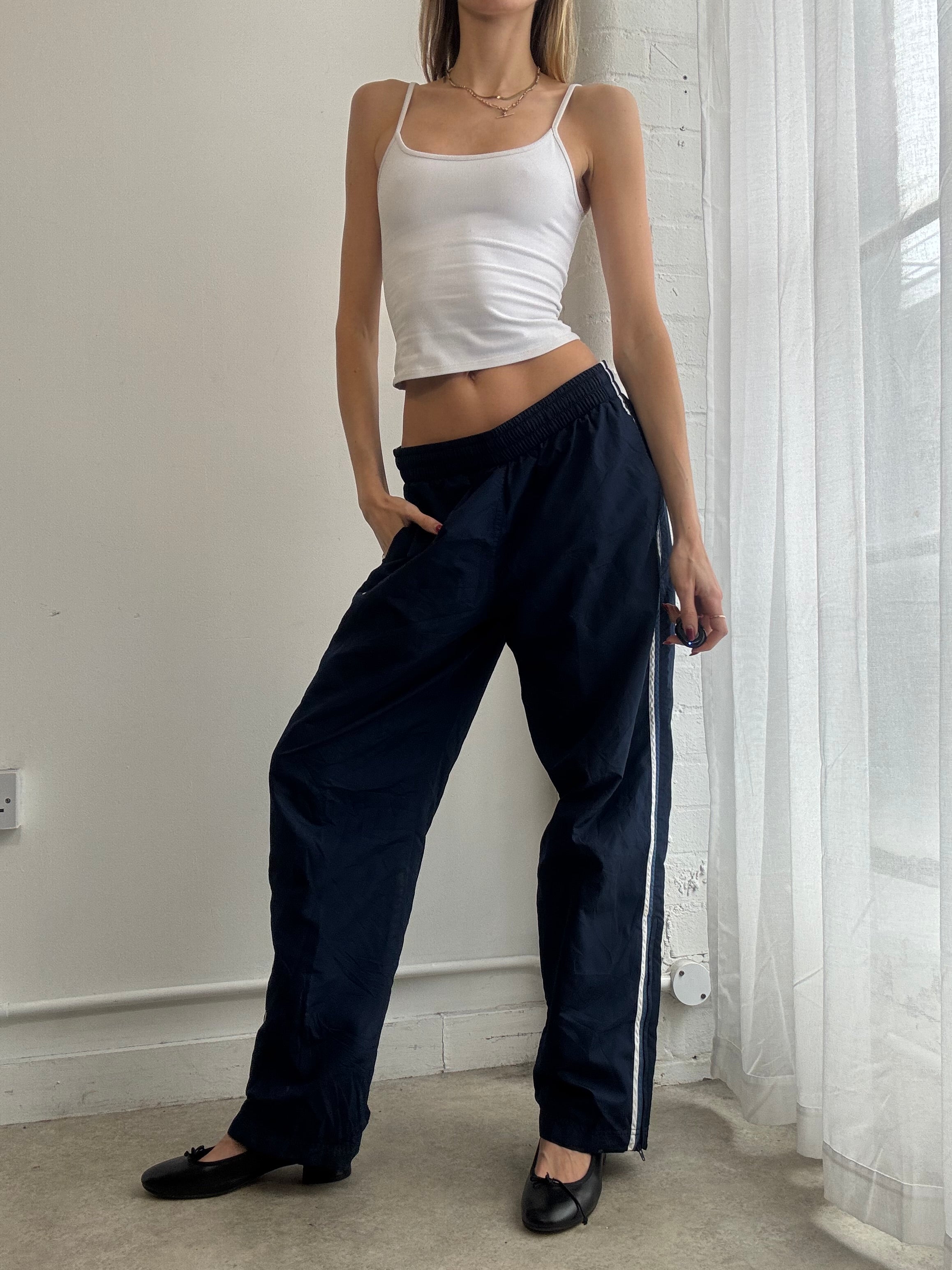 Vintage Y2K Nike navy blue wide leg track trousers