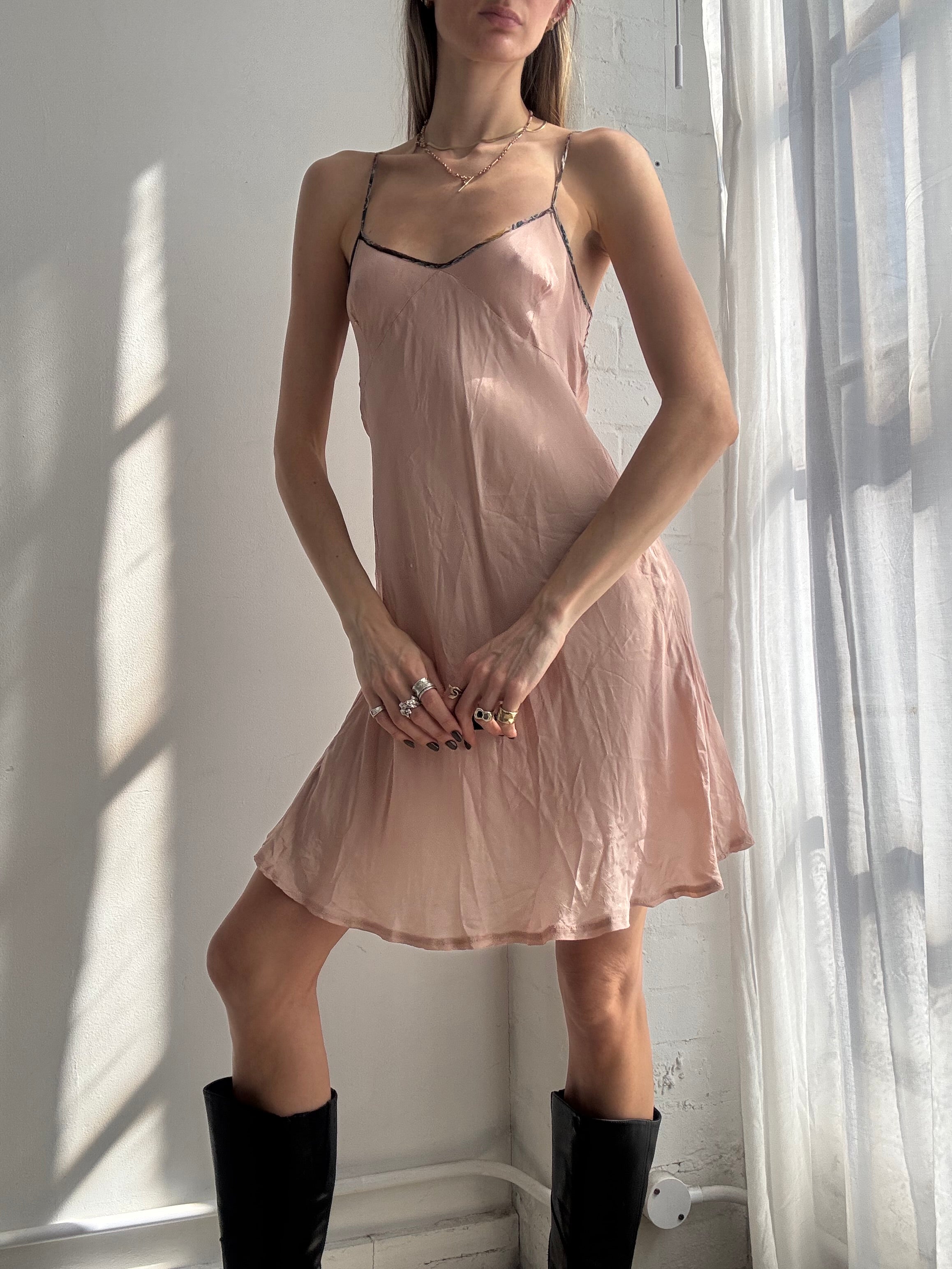 Vintage Y2K blush pink slip dress - Size M