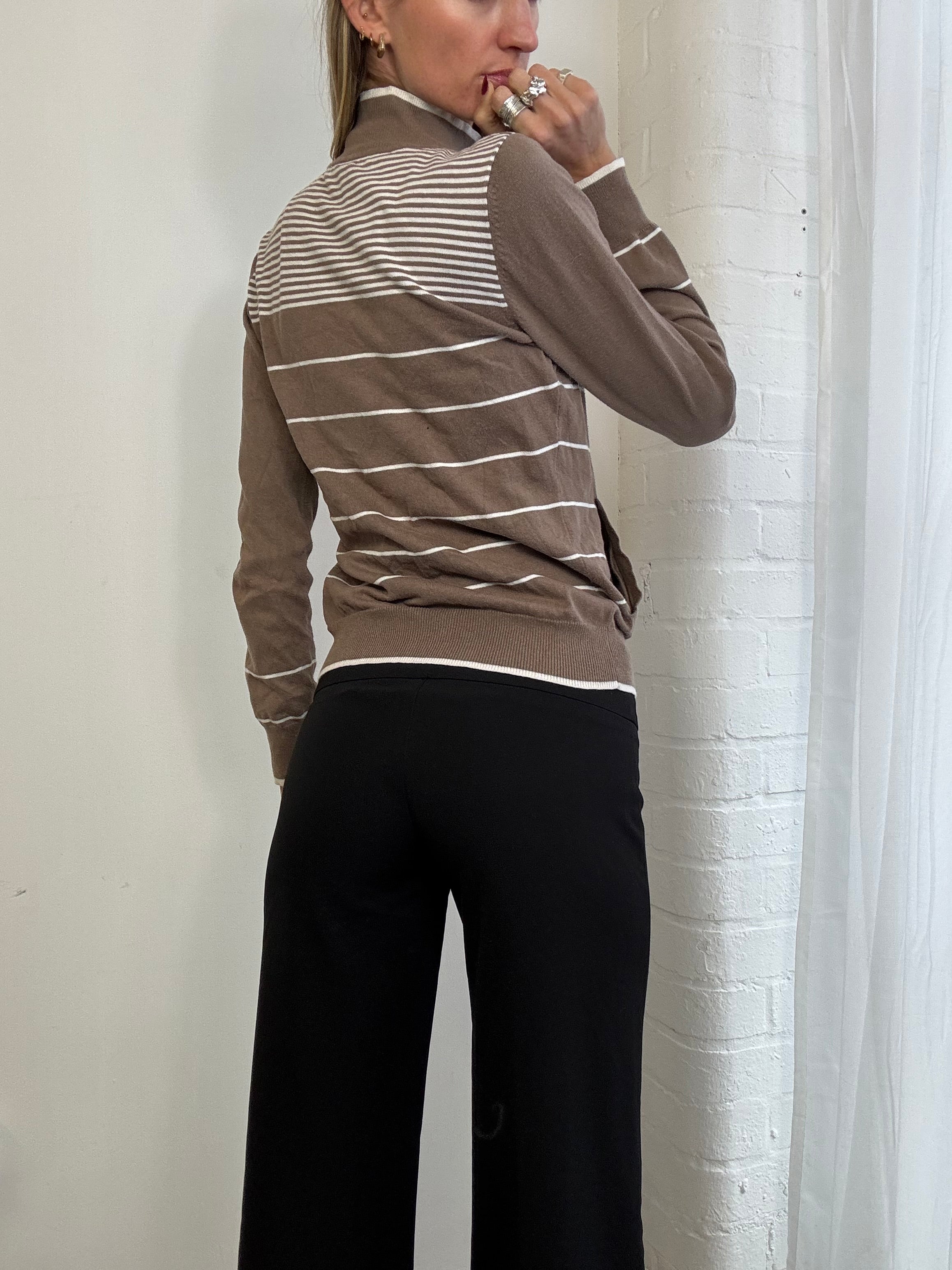 Vintage Y2K striped zip up knitted jumper