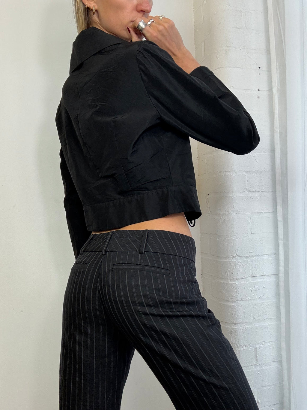 Vintage Y2K black lace up blazer