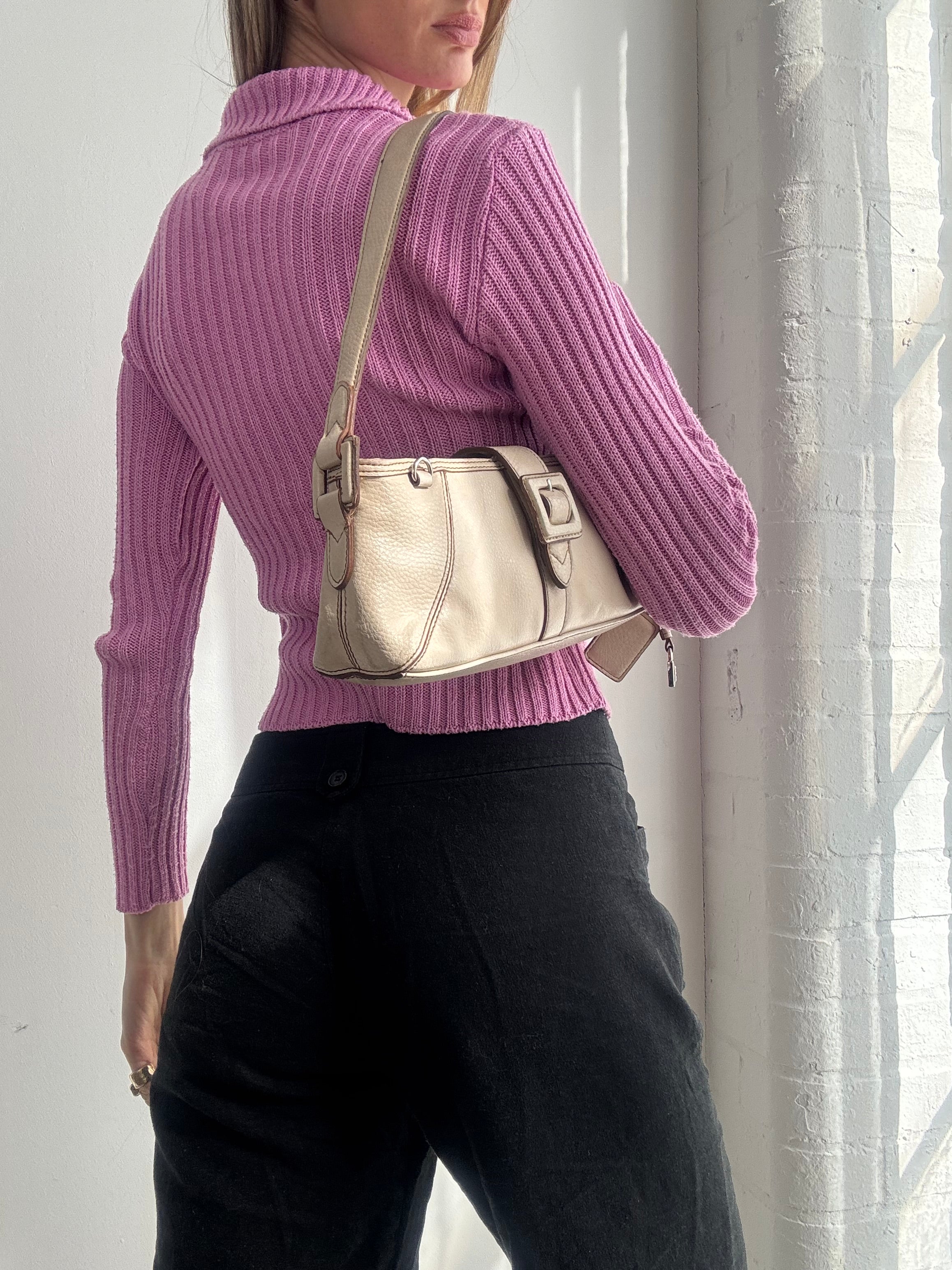 Vintage Y2K pink ribbed cardigan top - Size S