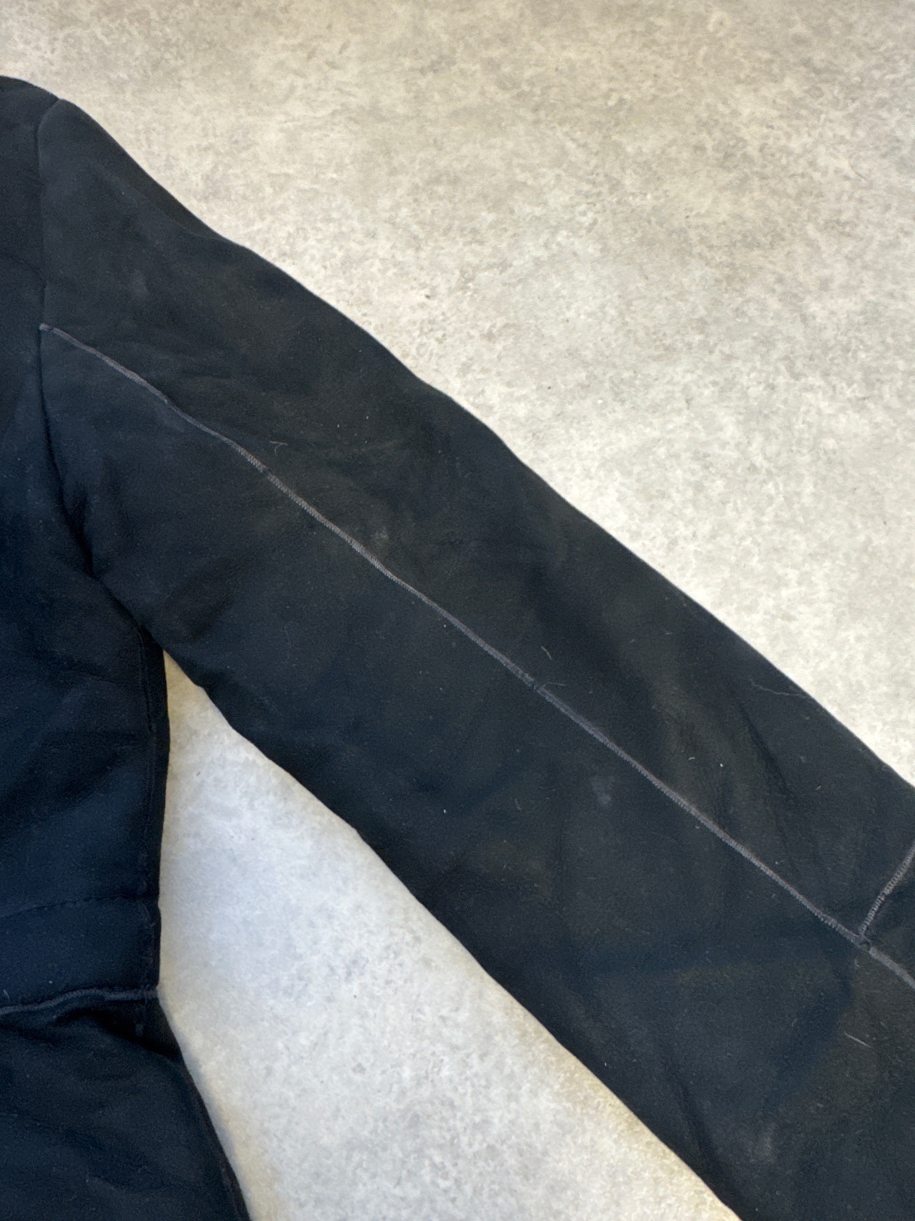 Vintage Y2K black suede sheepskin hooded coat fur trim