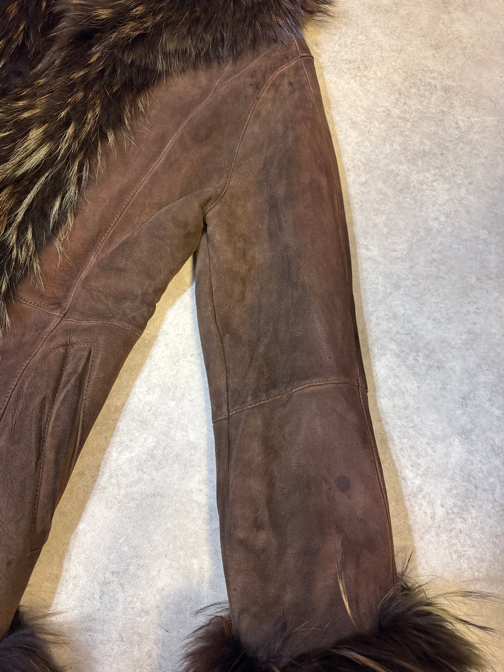 Vintage 90s brown suede & fur Afghan coat