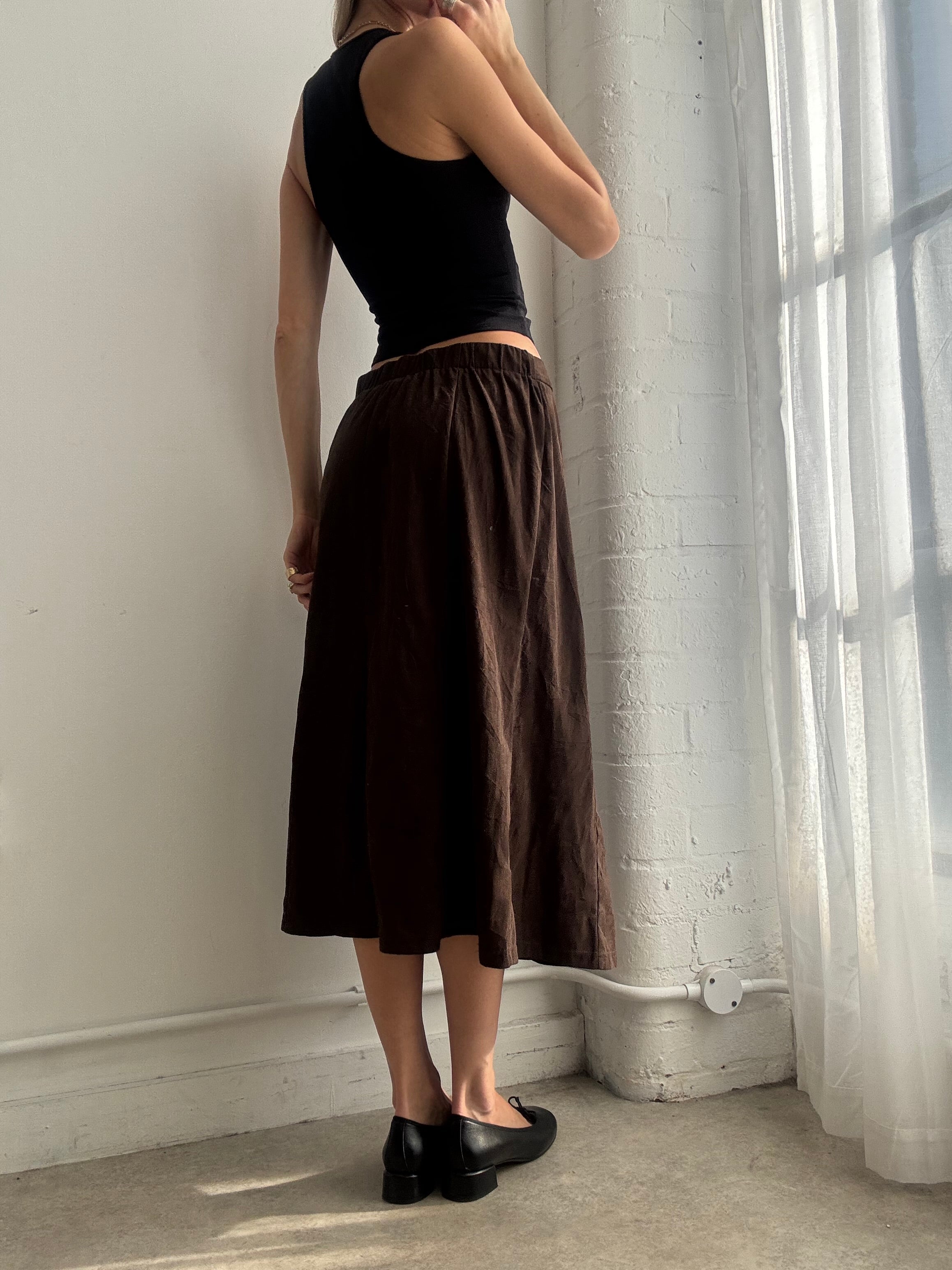 Vintage Y2K brown corduroy midi skirt