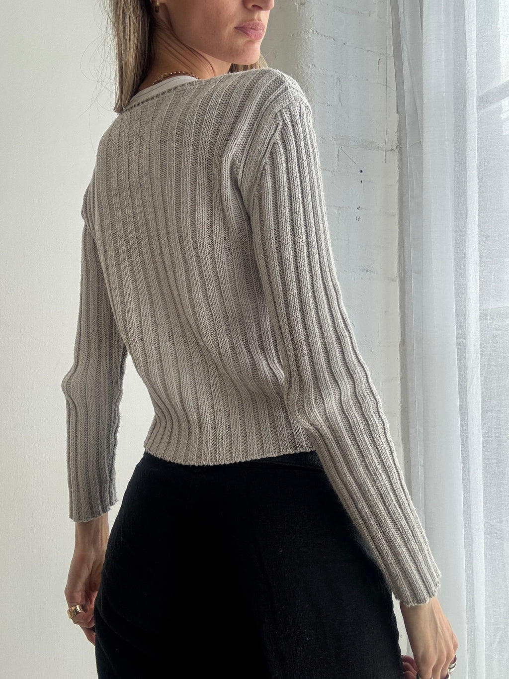 Vintage ribbed knit cardigan top - Size S
