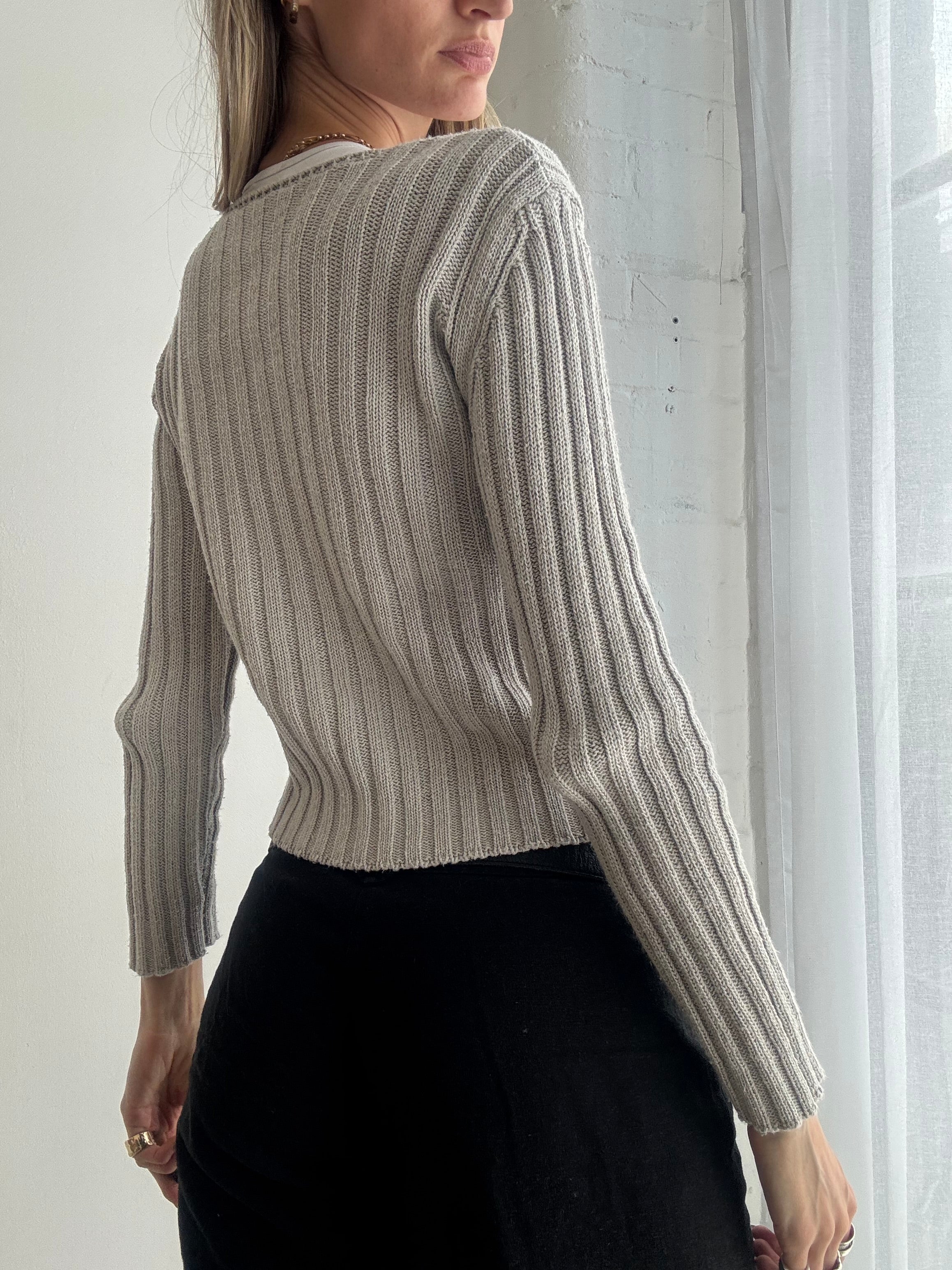 Vintage ribbed knit cardigan top - Size S