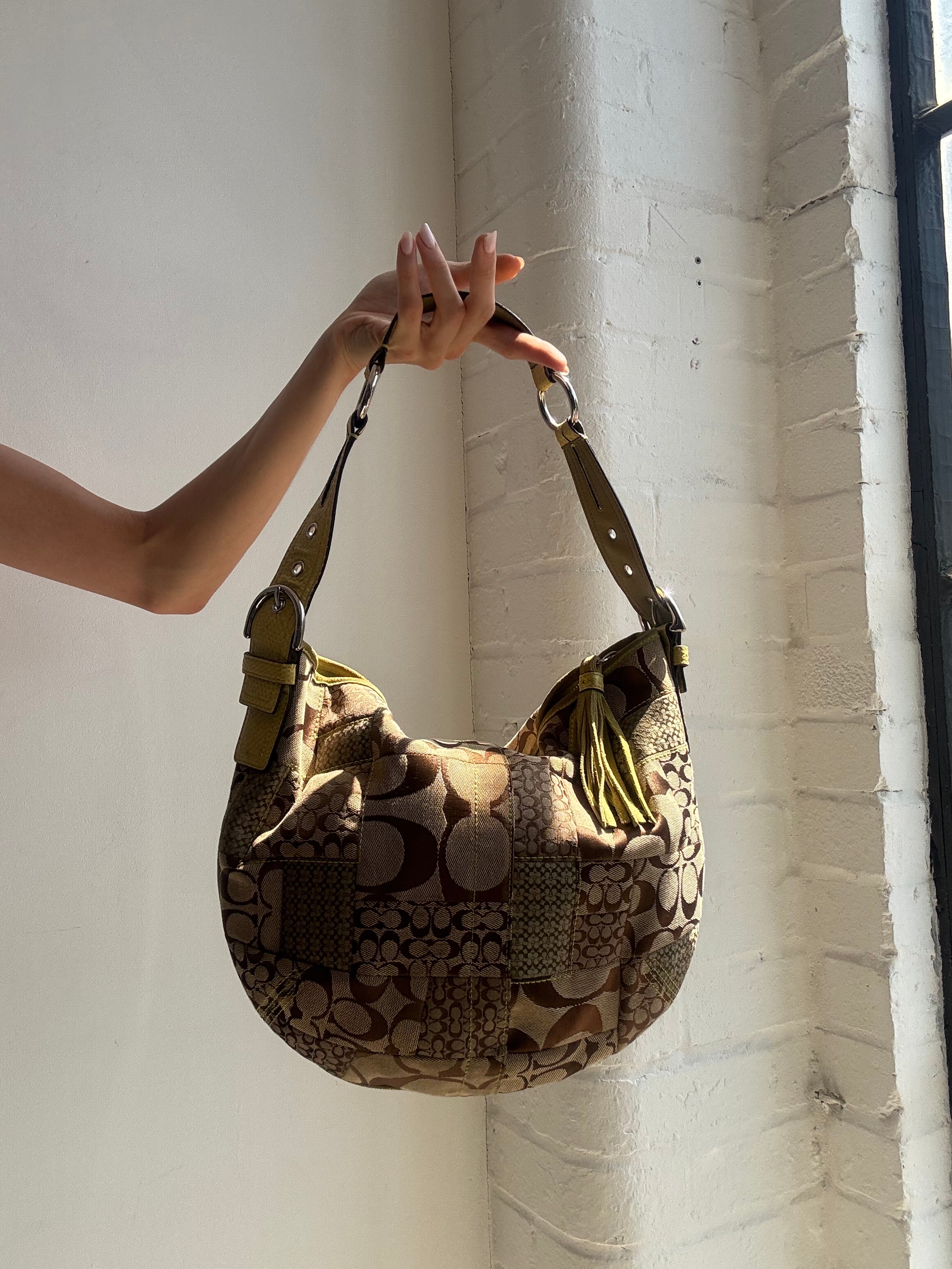 Vintage Y2K Coach Signature Patchwork Slouchy Hobo Shoulder Bag