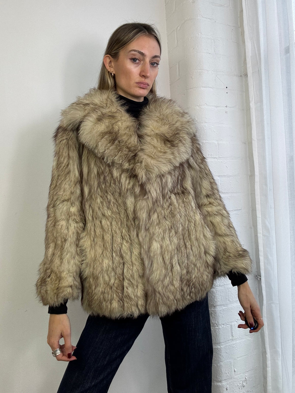Vintage 90s fox fur coat