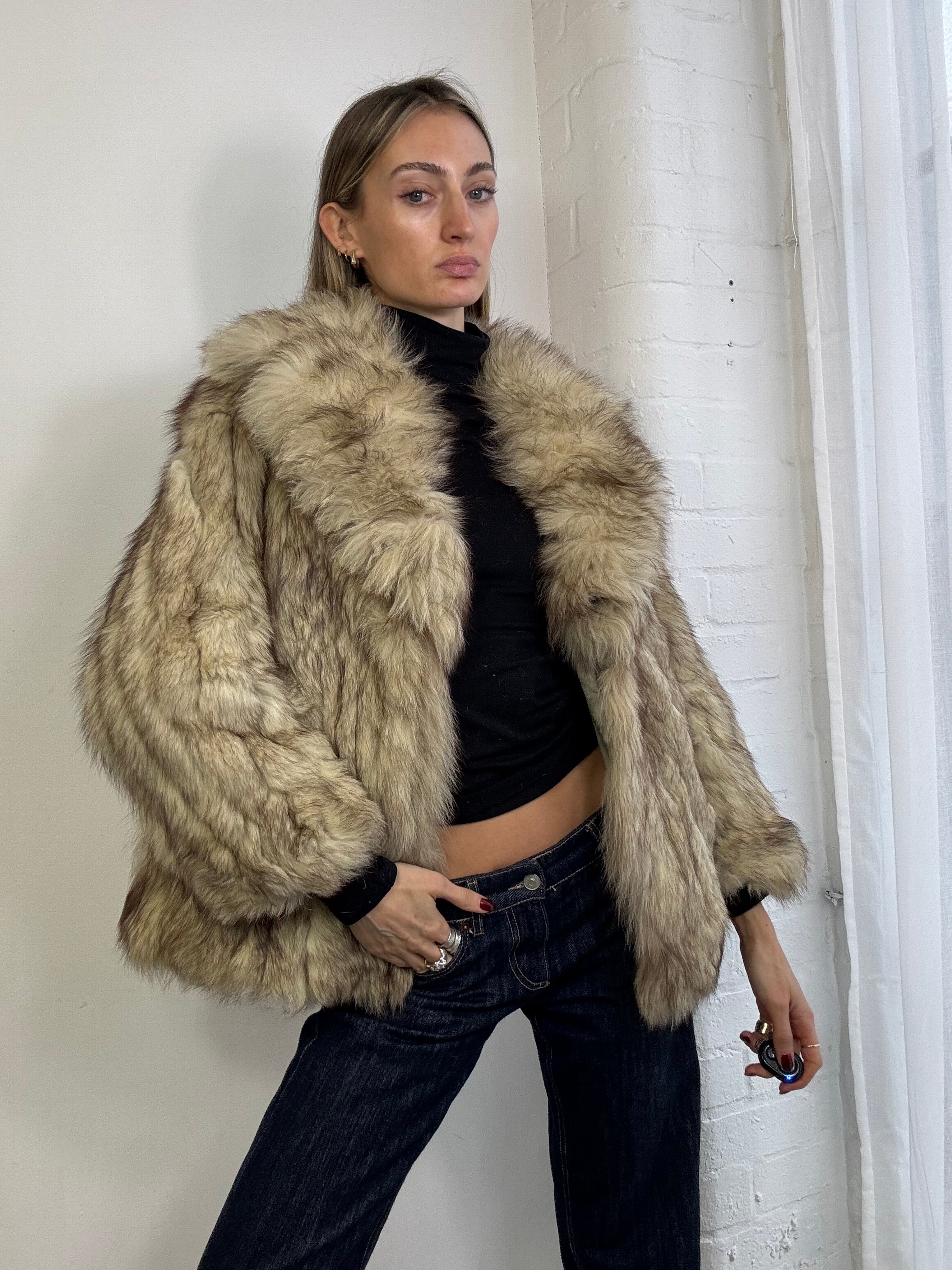 Vintage 90s fox fur coat
