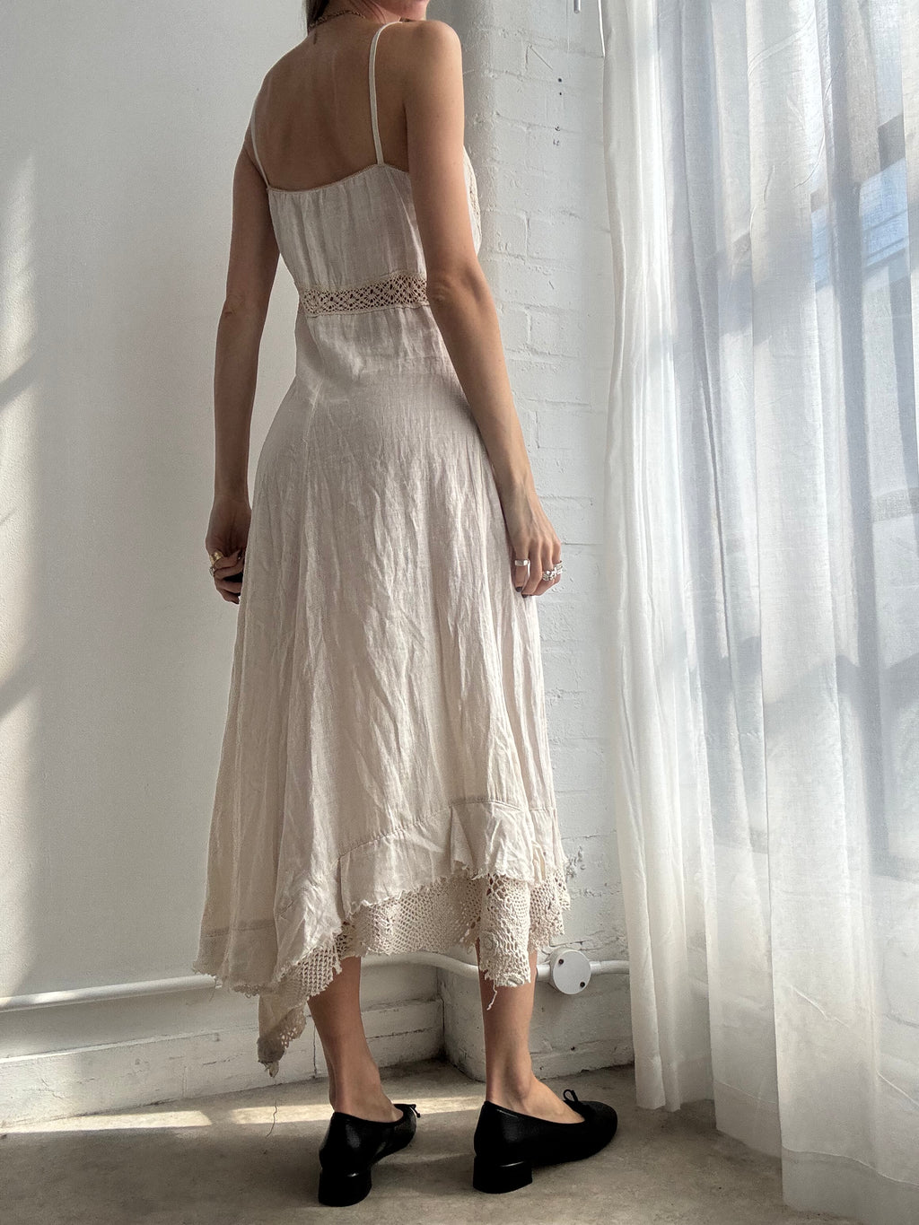 Vintage Y2K cream boho midi dress - Size S/M