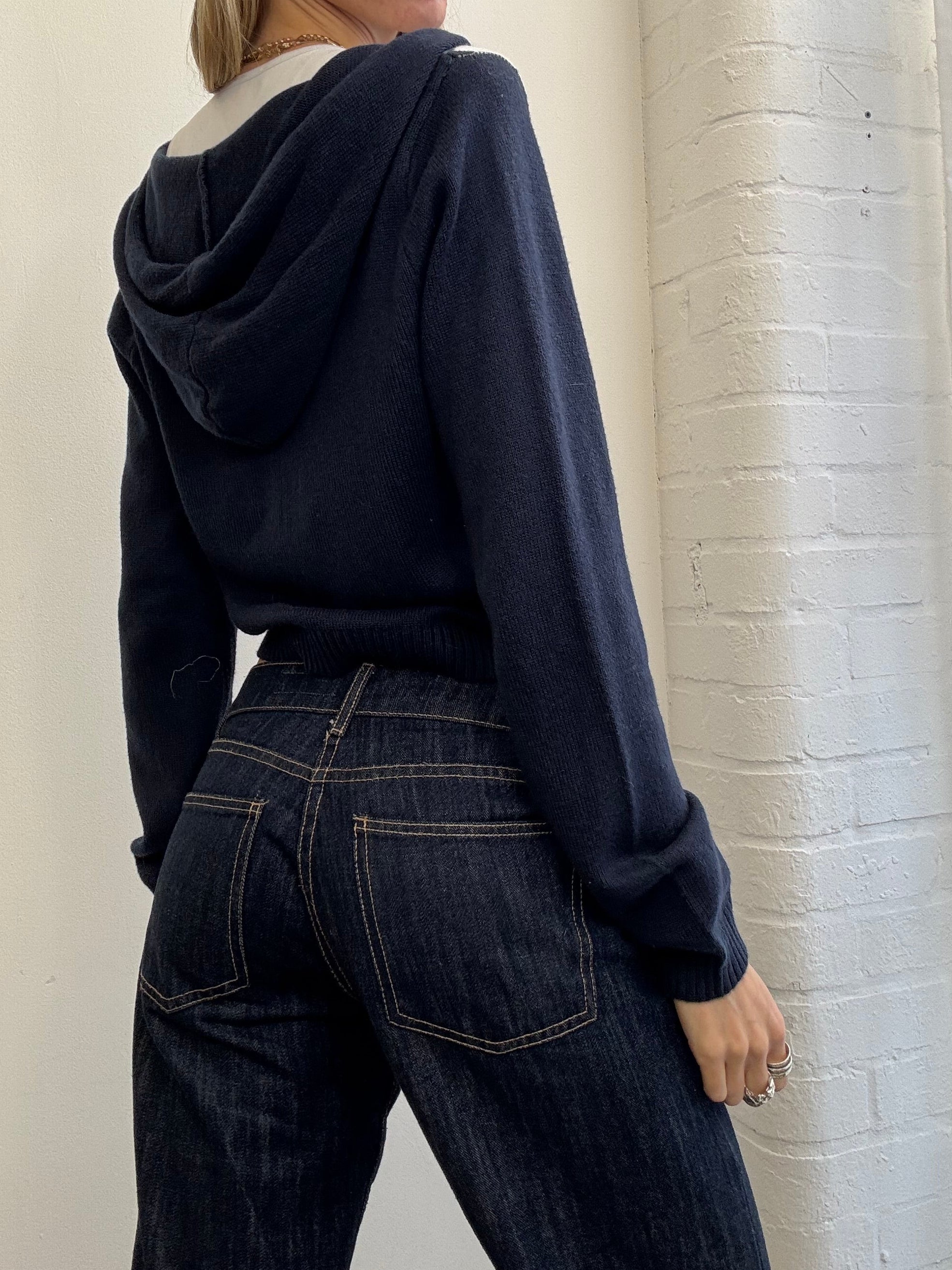 Vintage Y2K Hollister argyle print zip up hoodie navy