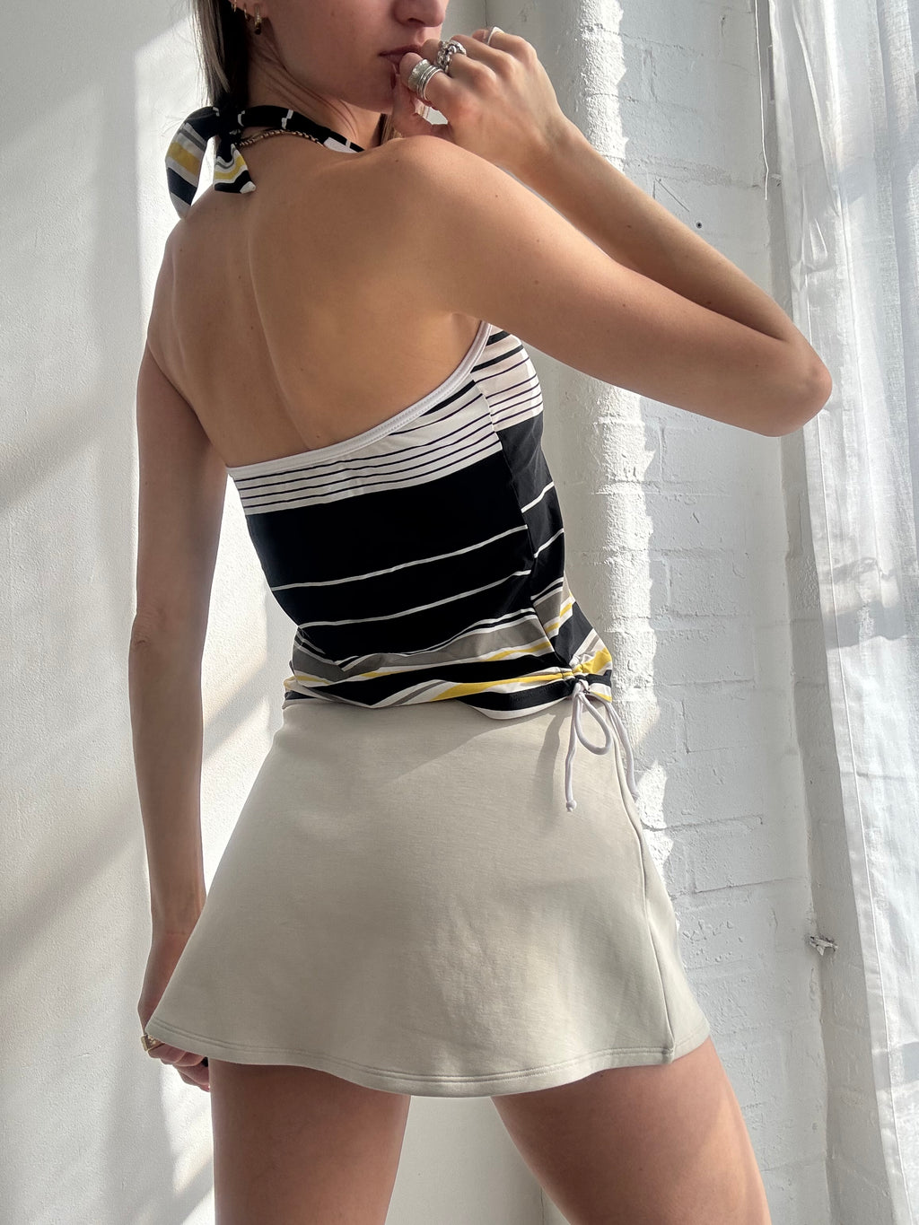 Vintage Y2K striped halter neck top