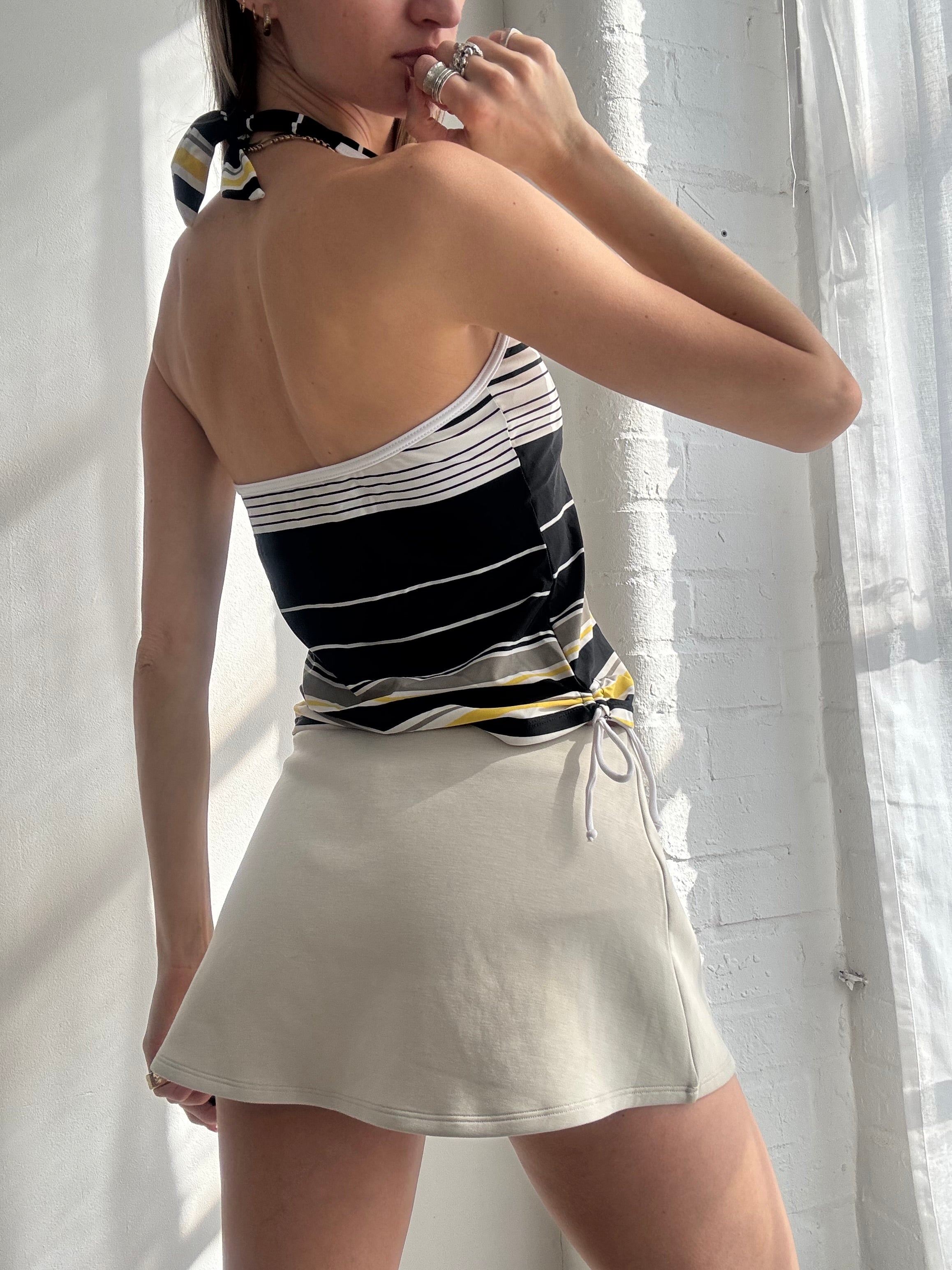Vintage Y2K striped halter neck top