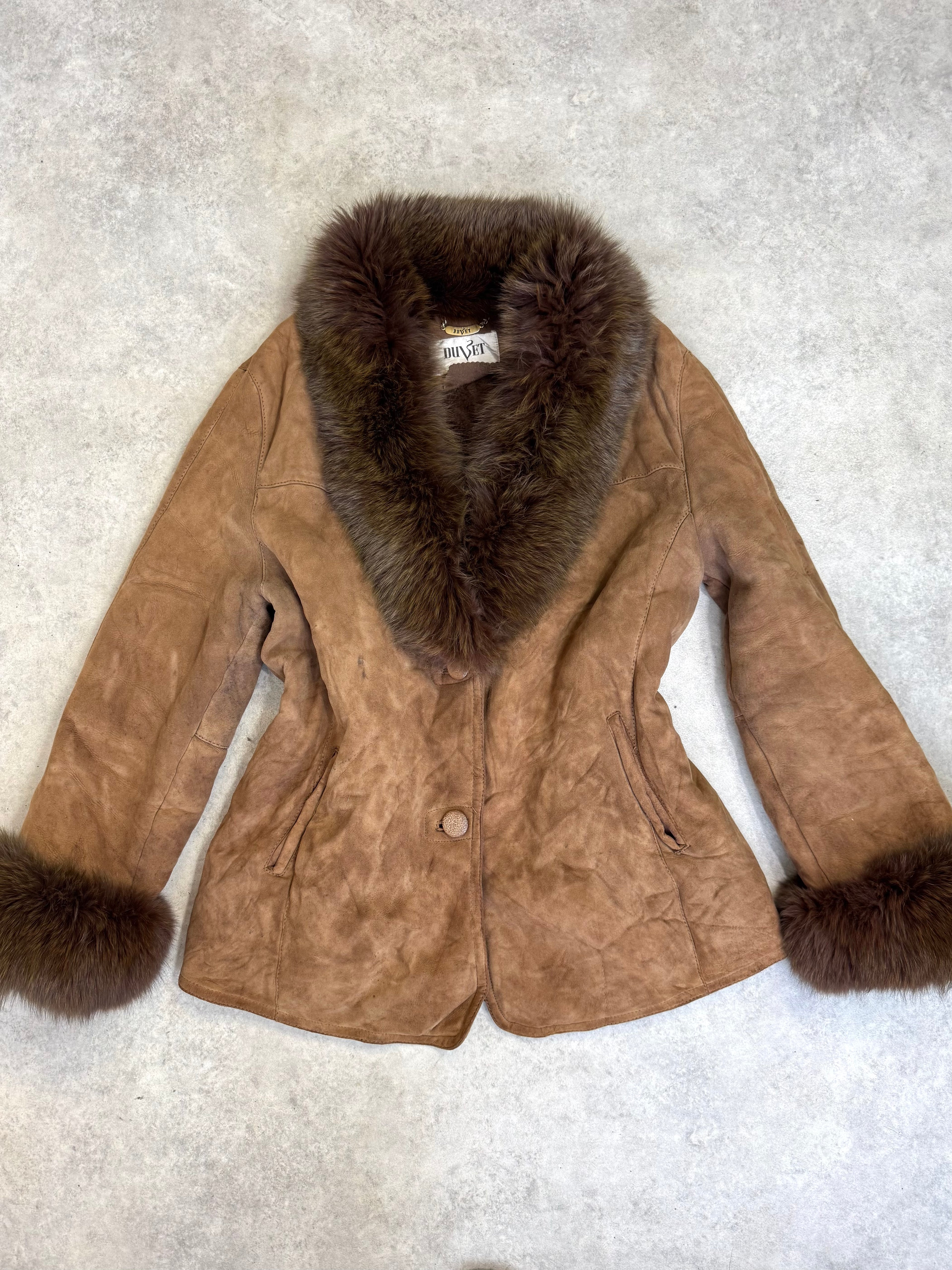 Vintage 90s sheepskin coat brown