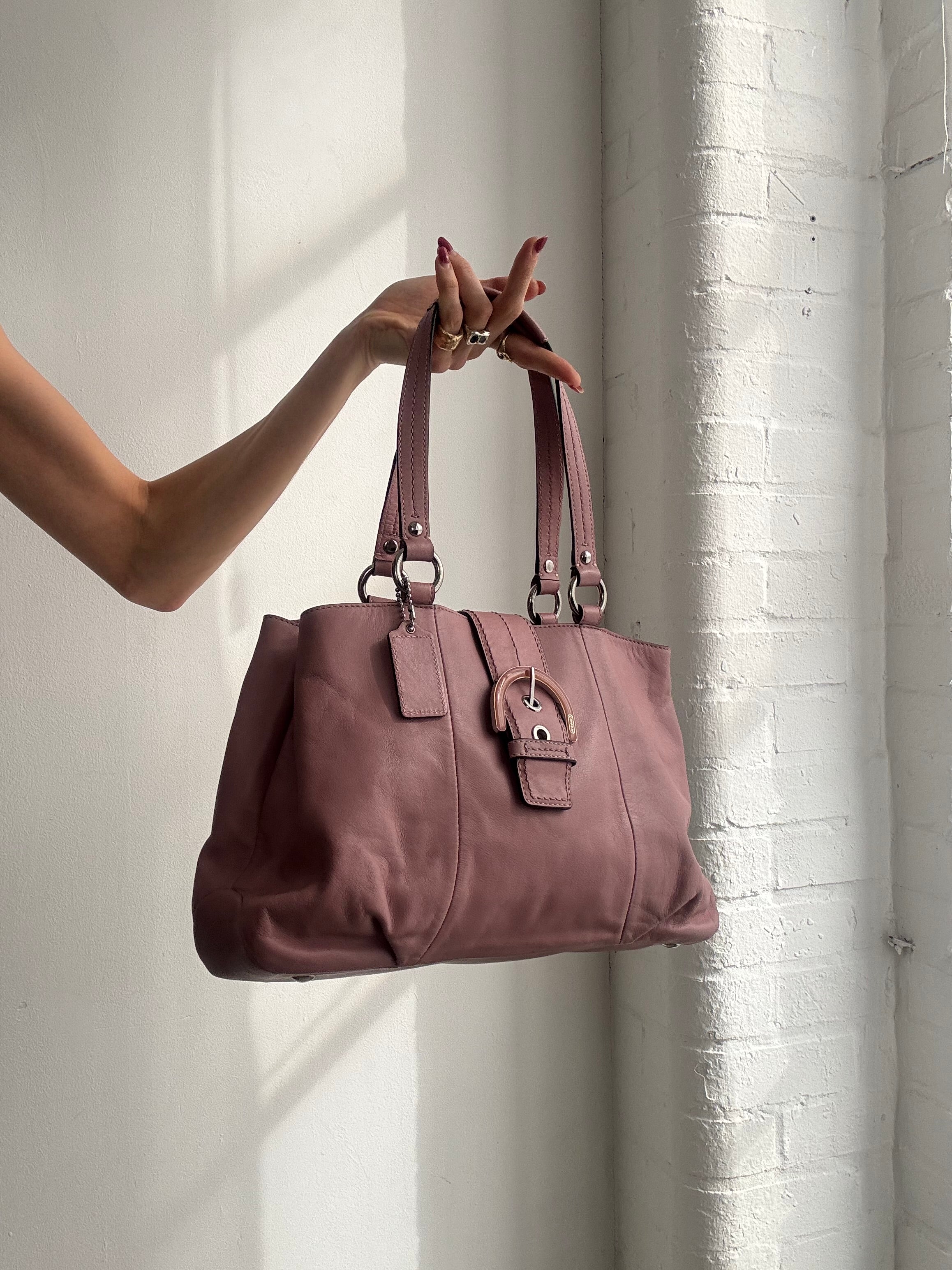 Vintage Y2K coach pink leather shoulder bag buckle
