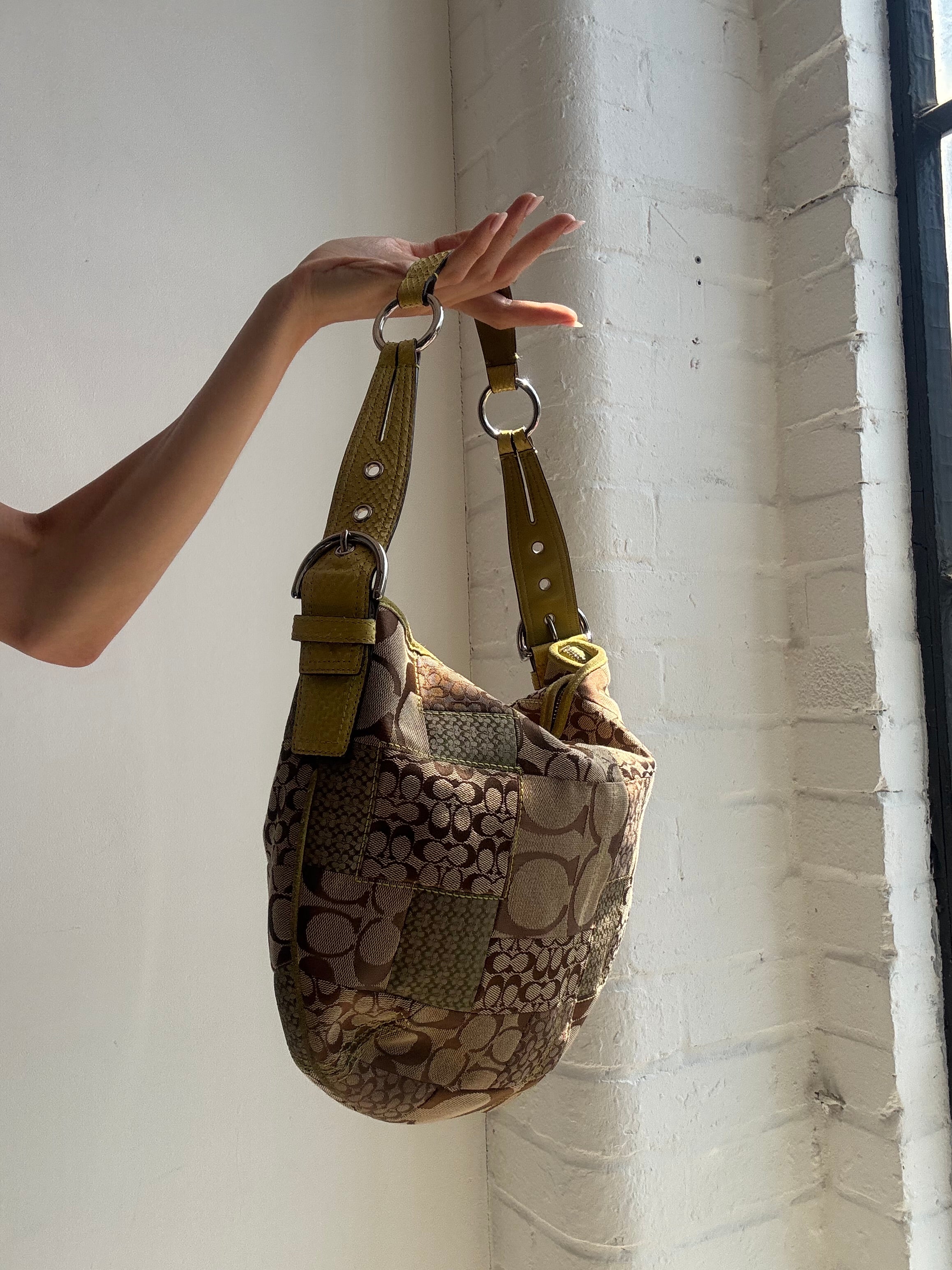 Vintage Y2K Coach Signature Patchwork Slouchy Hobo Shoulder Bag