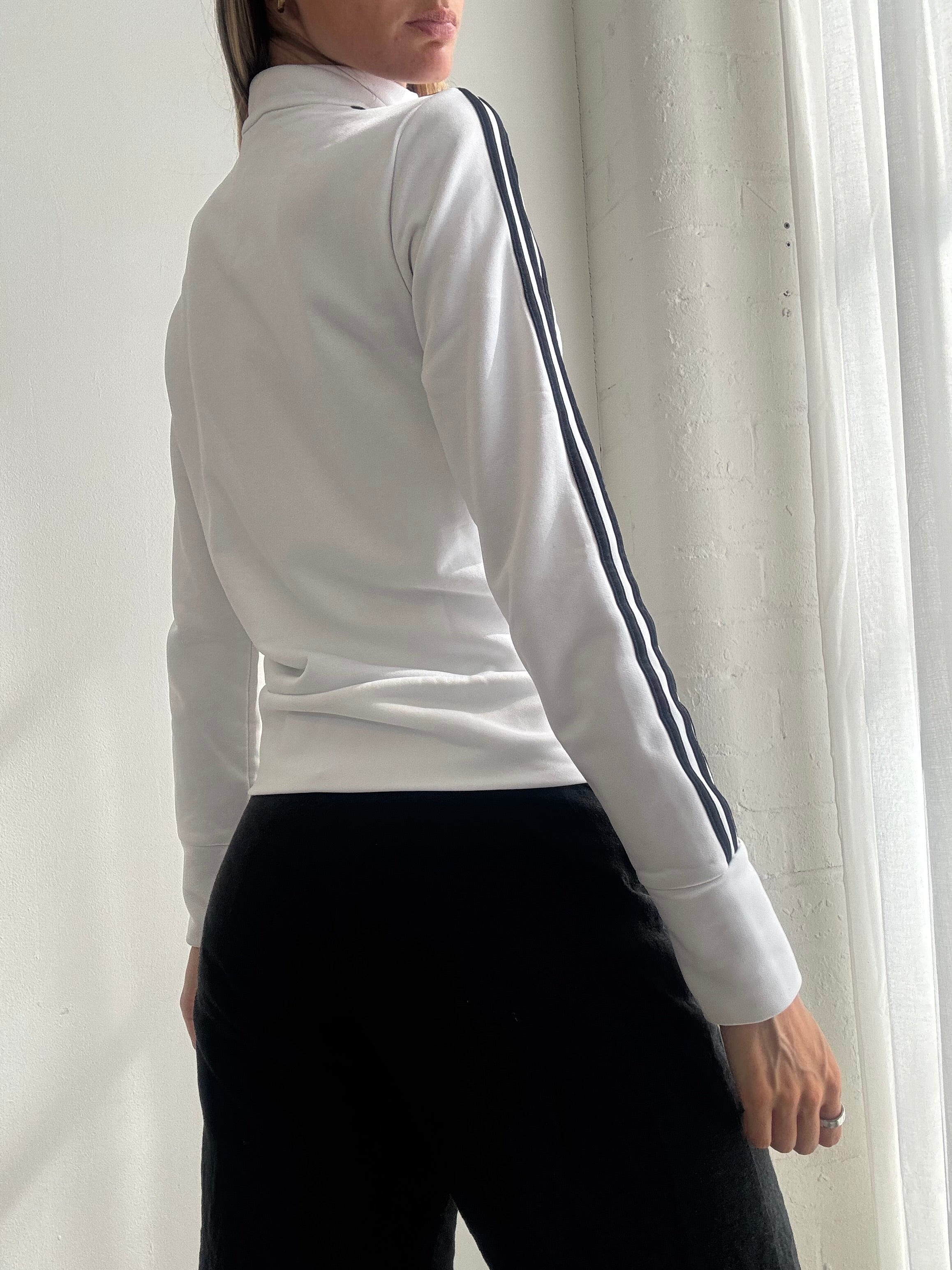 Vintage Y2K Adidas White 3 Stripe Track Jacket - Size M