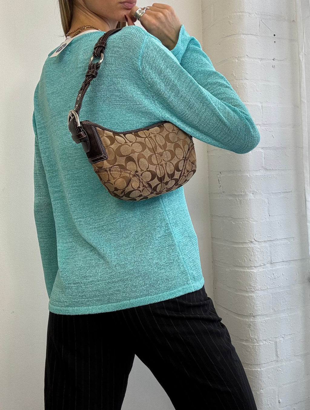 Vintage Y2K teal knitted cardigan