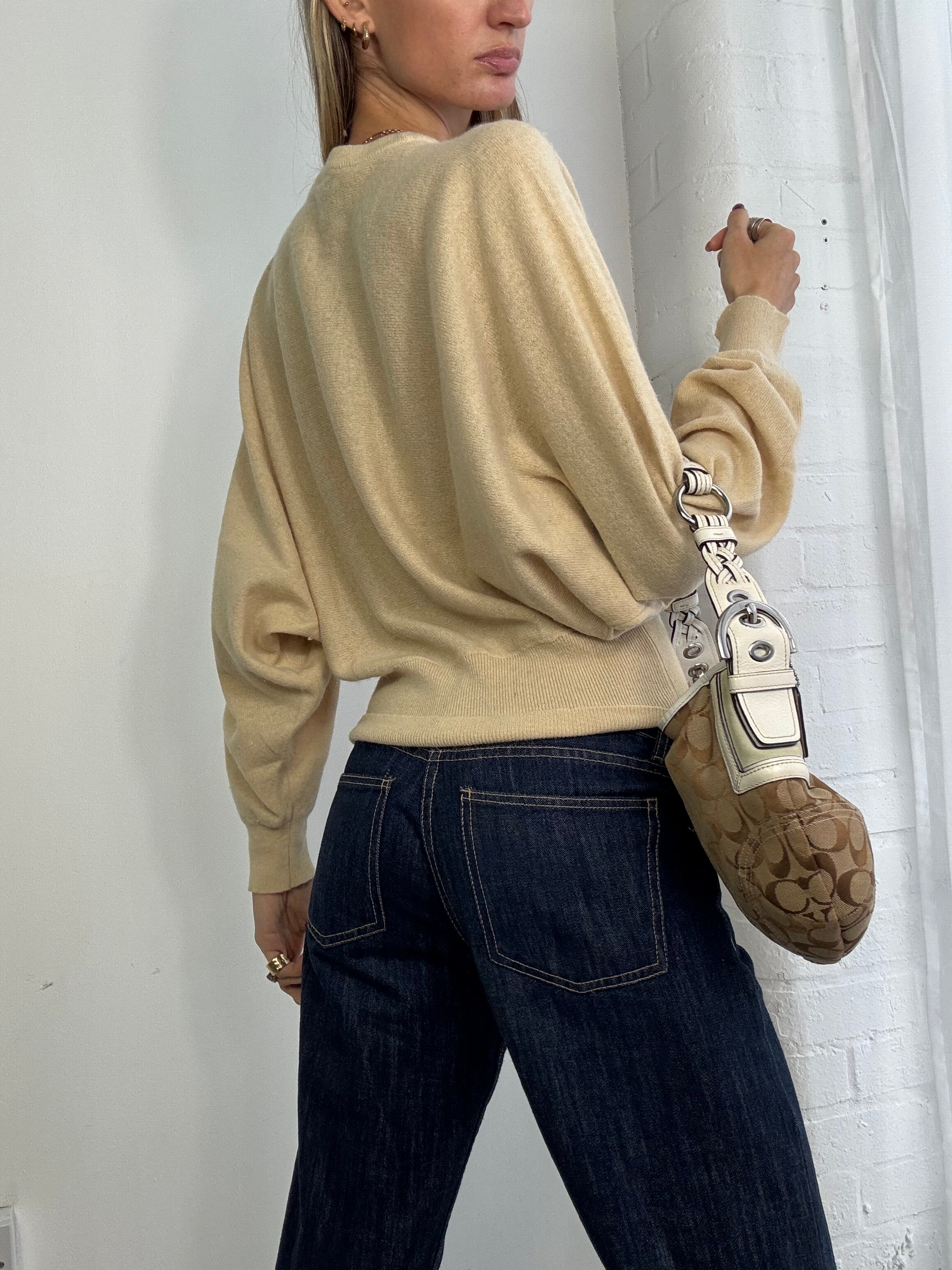 Vintage angora wool batwing jumper cream