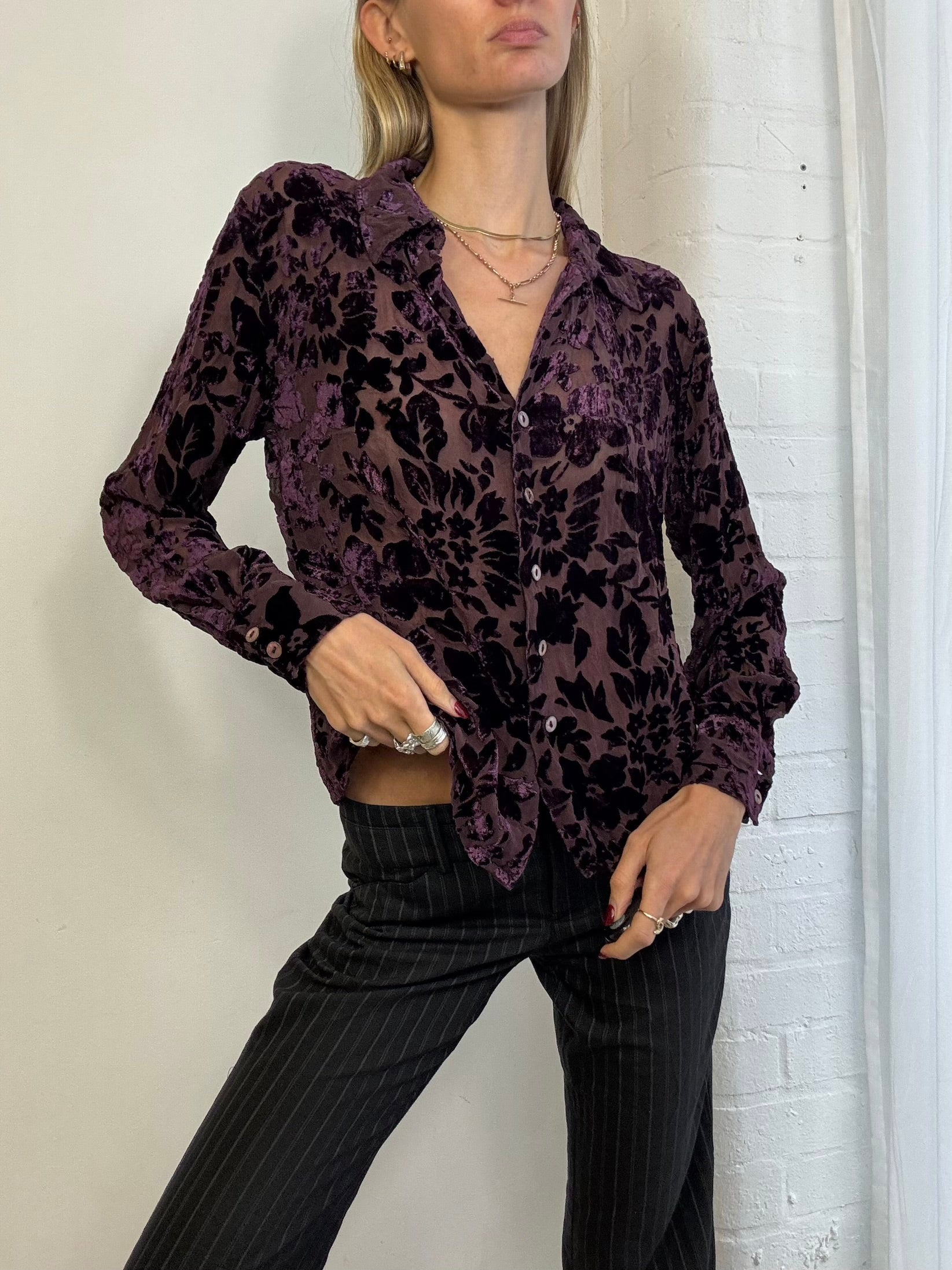 Vintage 90s Devore velvet blouse