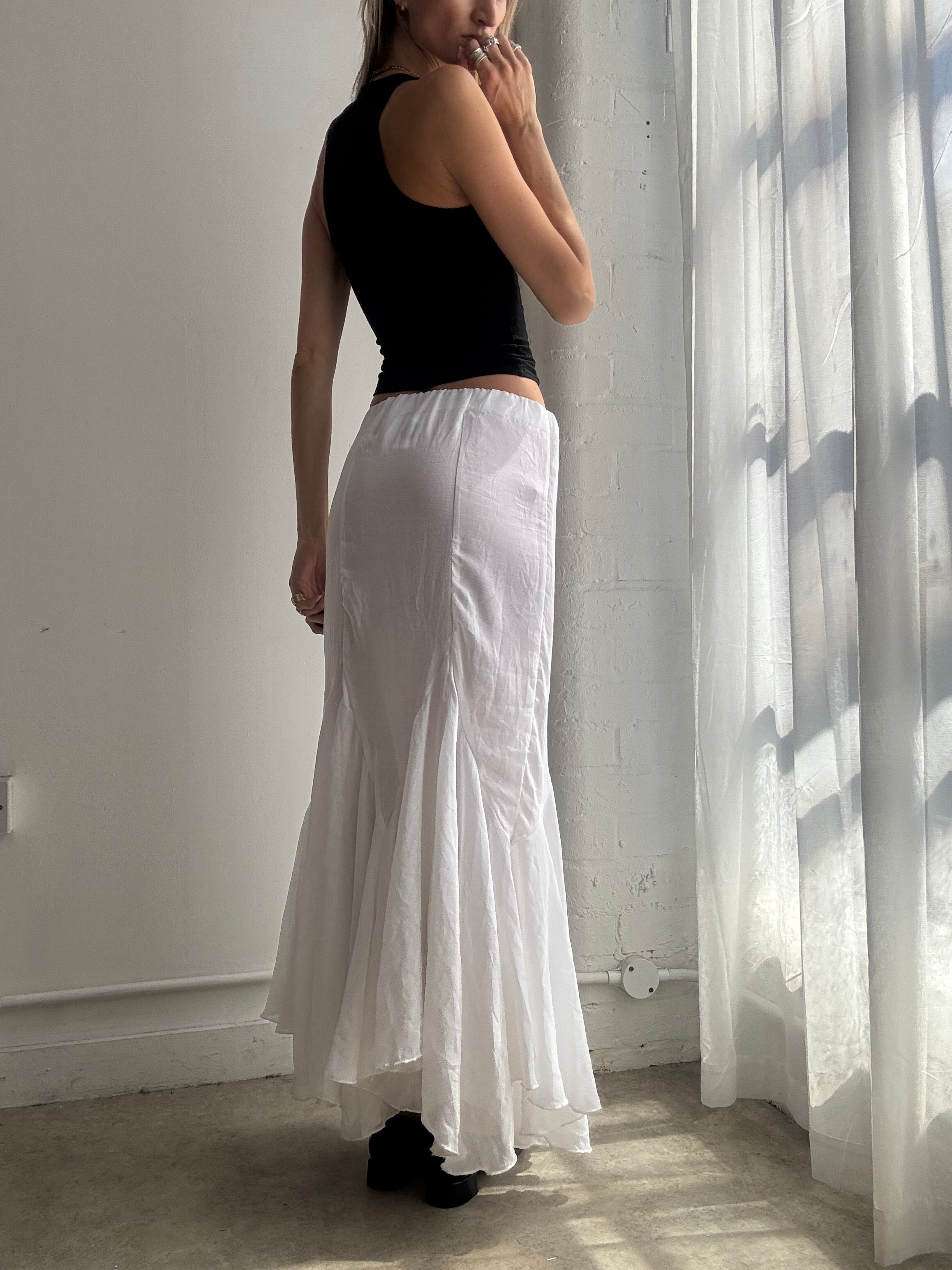 Vintage Y2K White Boho Maxi Skirt Fairy Coquette Boho - Size XS