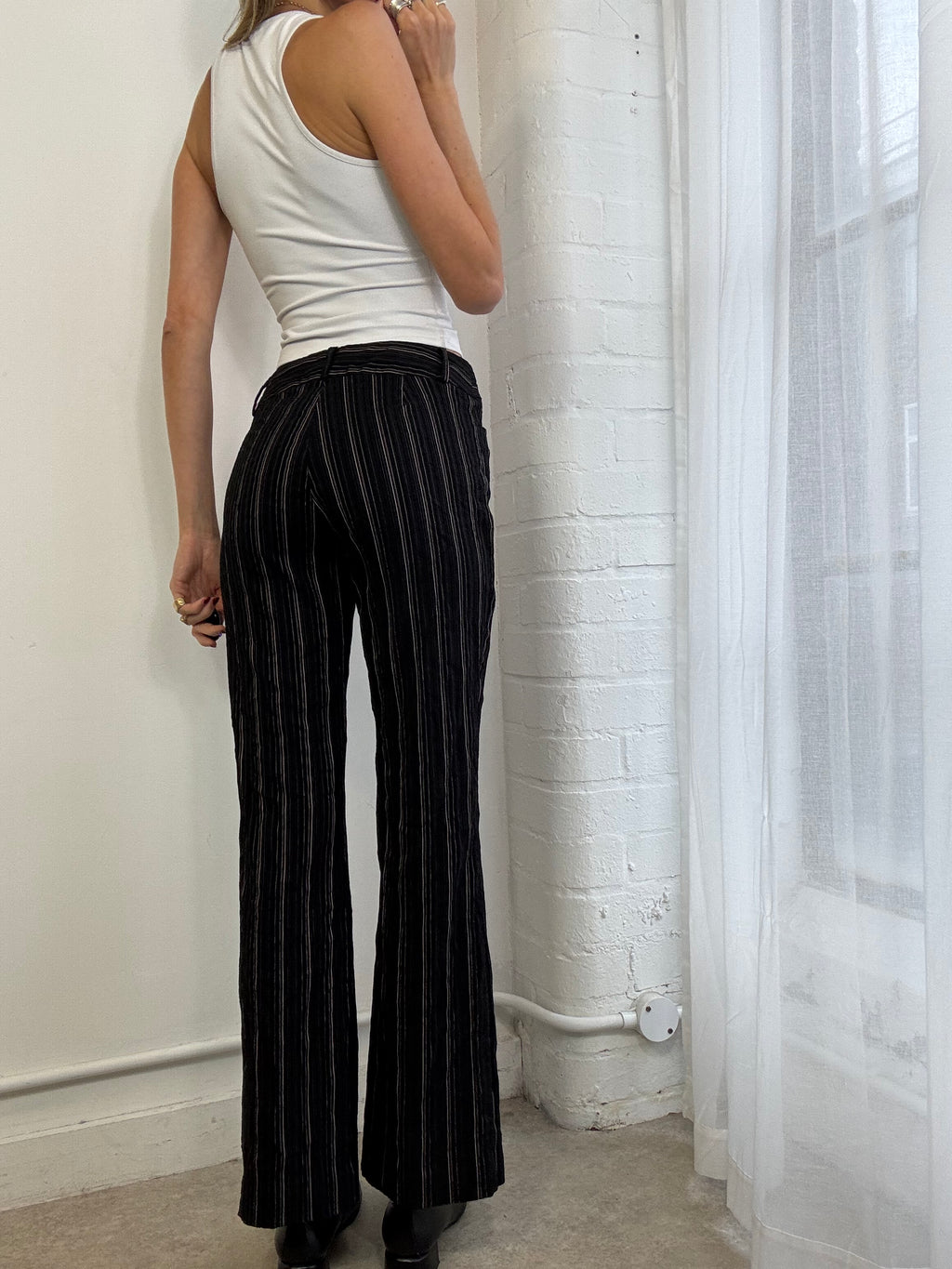 Vintage 90s black pinstripe low rise trousers
