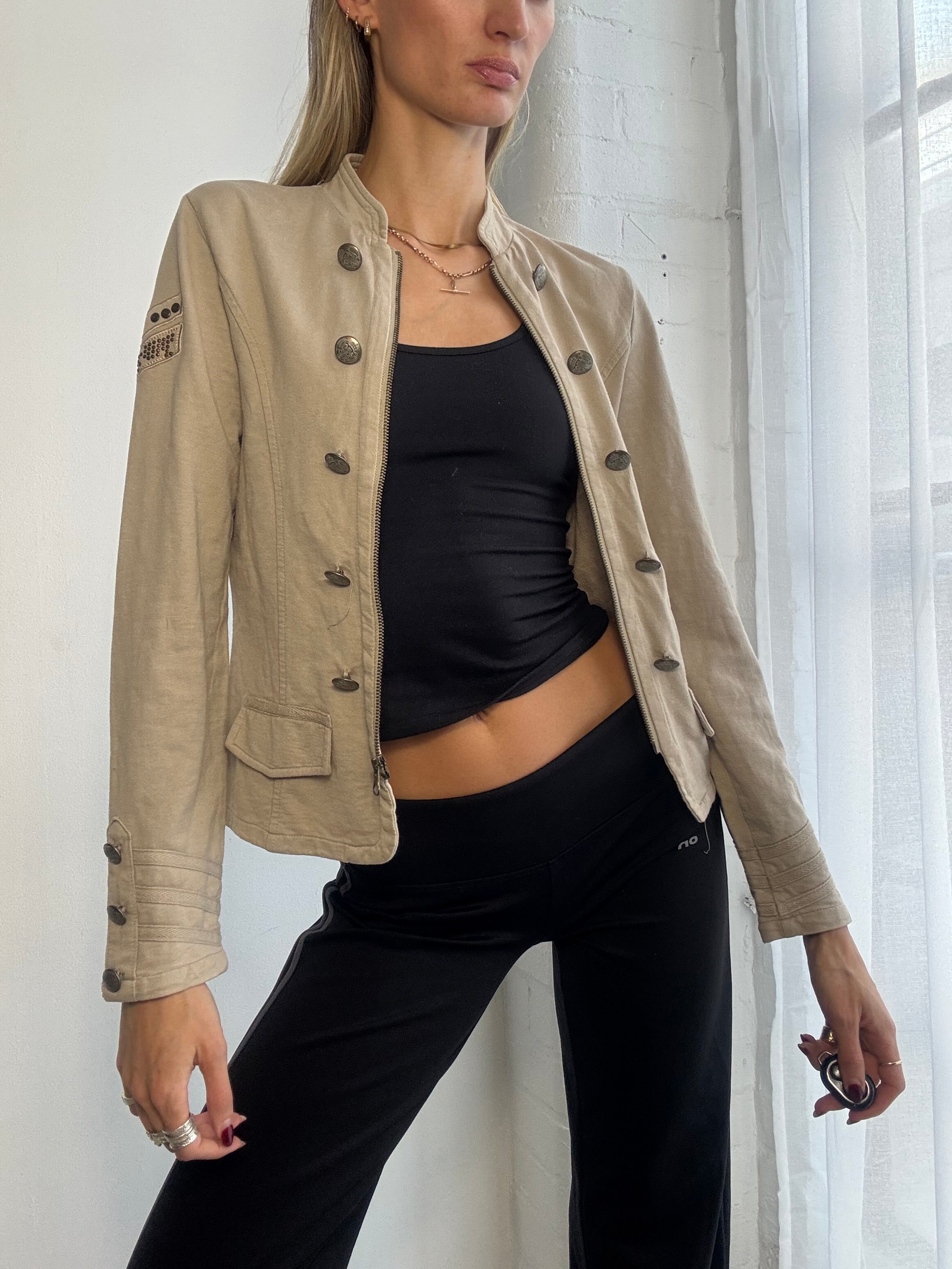 Vintage Y2K military style zip up jumper
