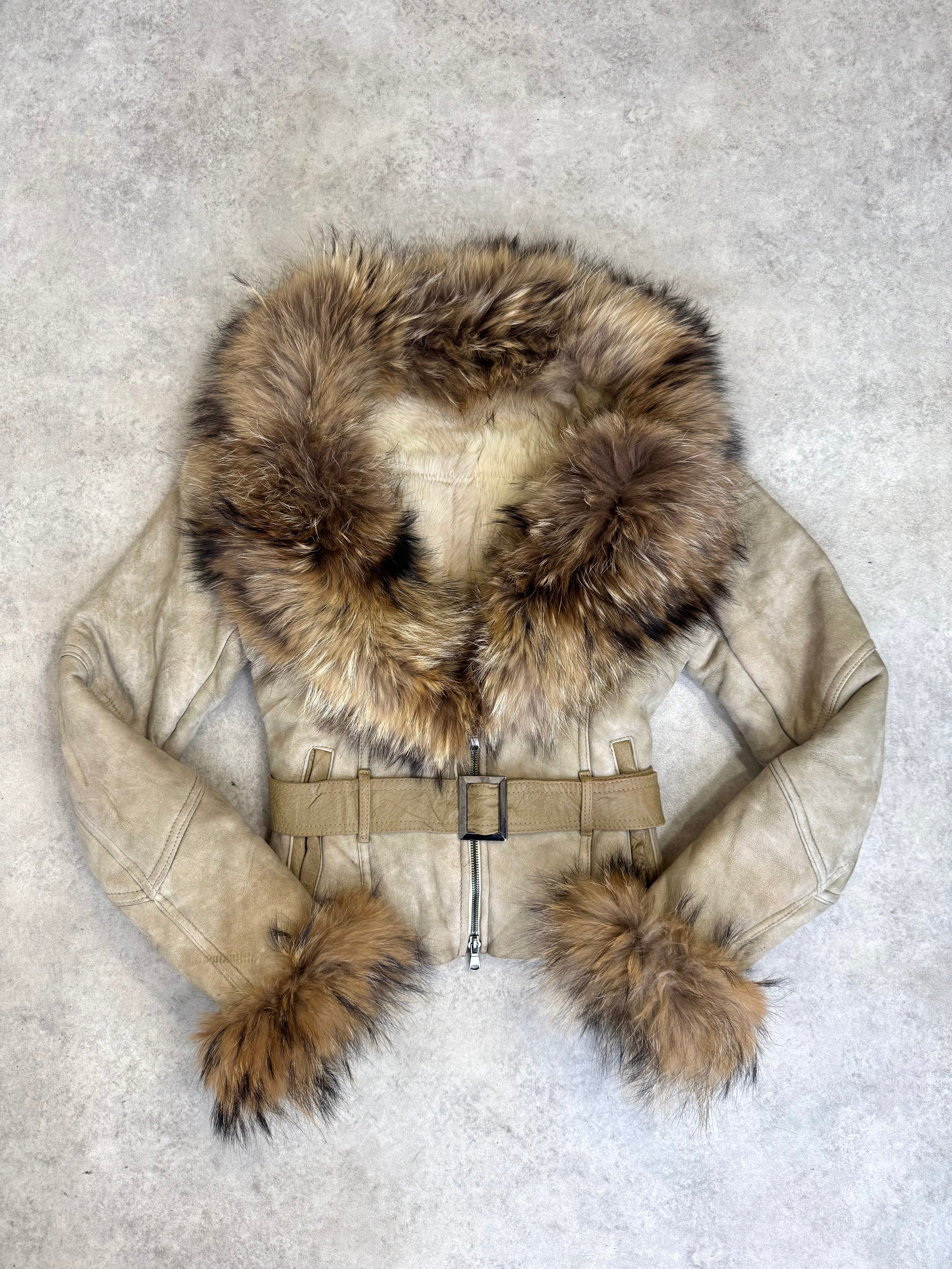 Vintage Y2K suede & fur trim afghan jacket