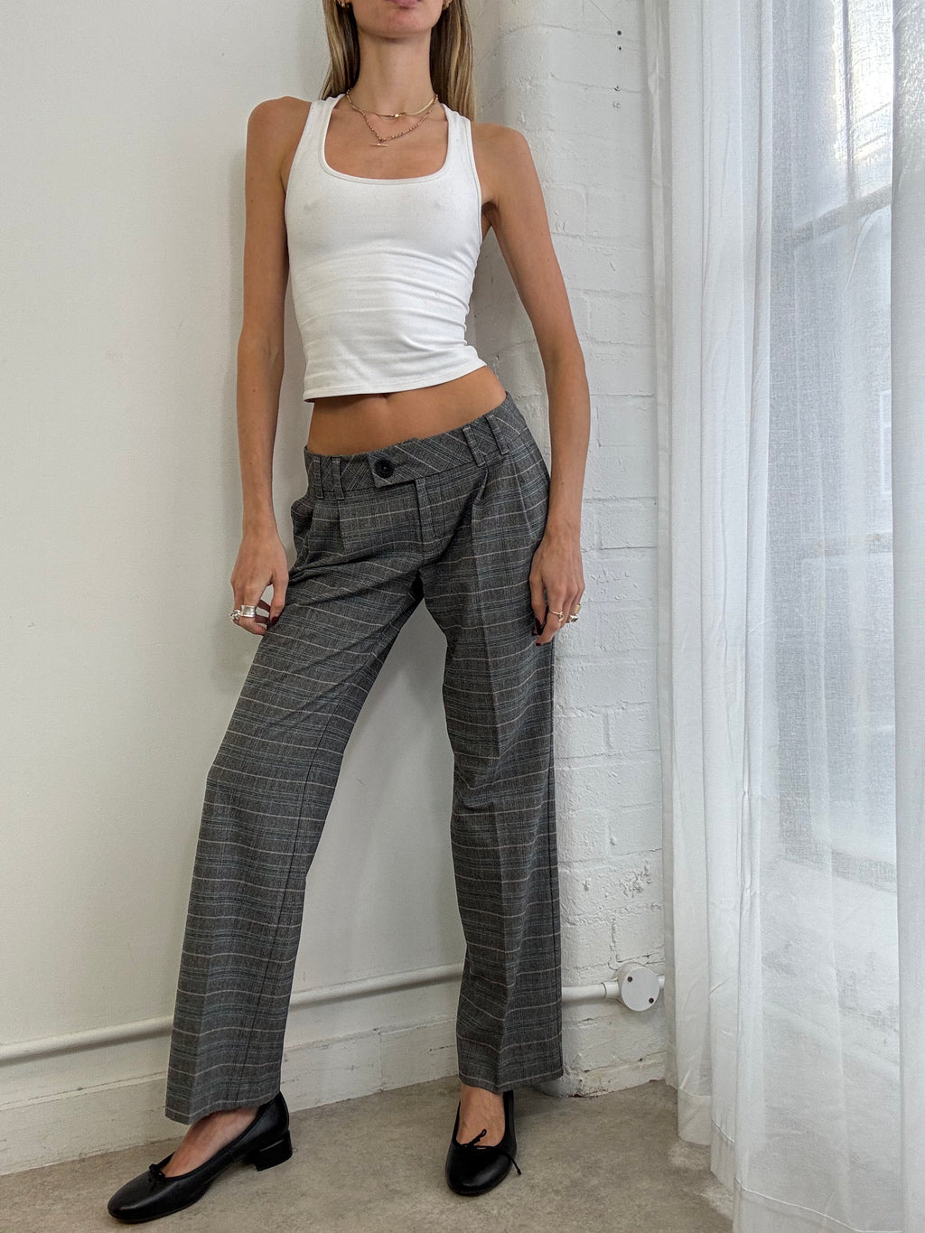 Vintage Y2K low rise plaid suit pants