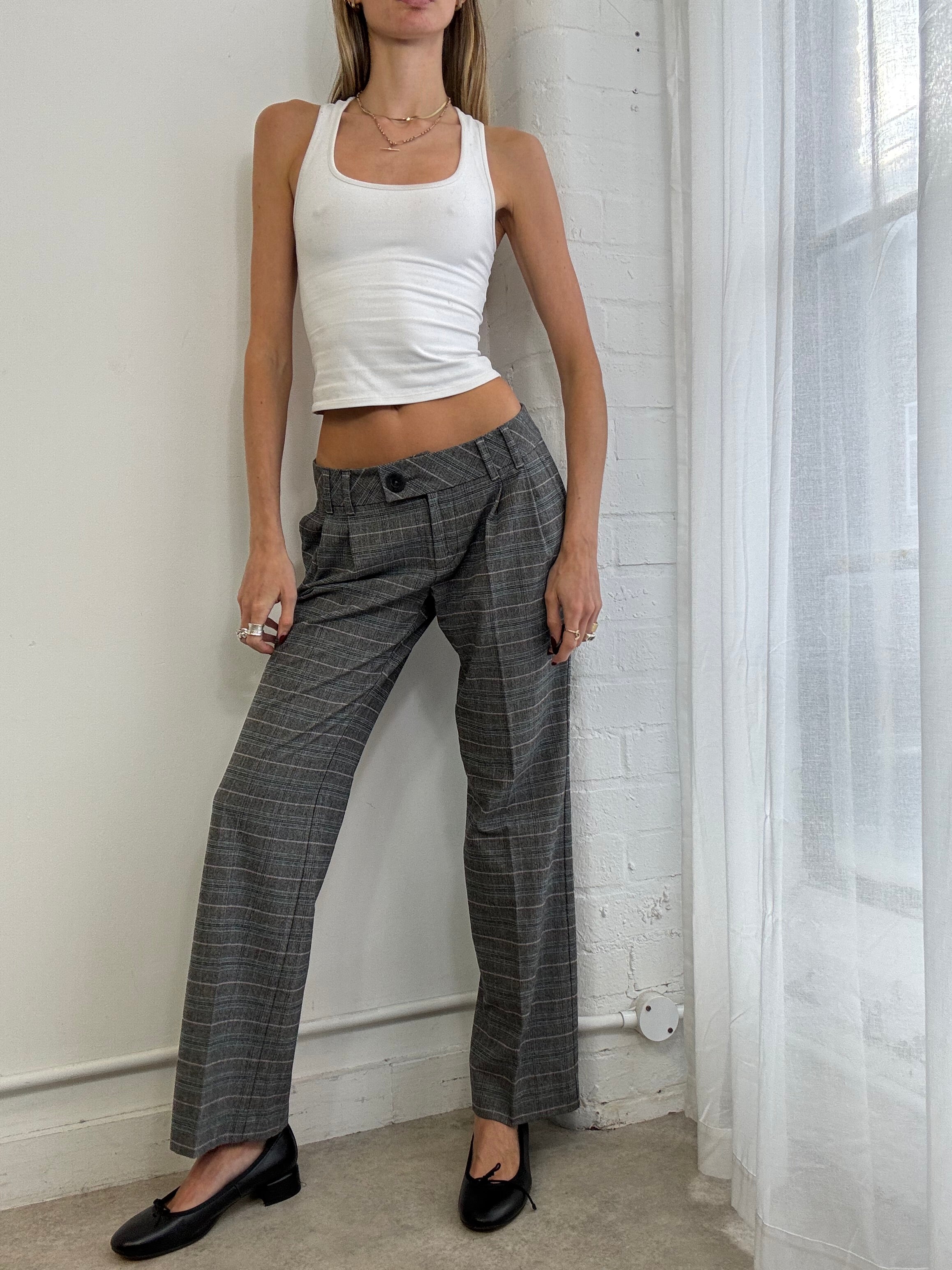 Vintage Y2K low rise plaid suit pants