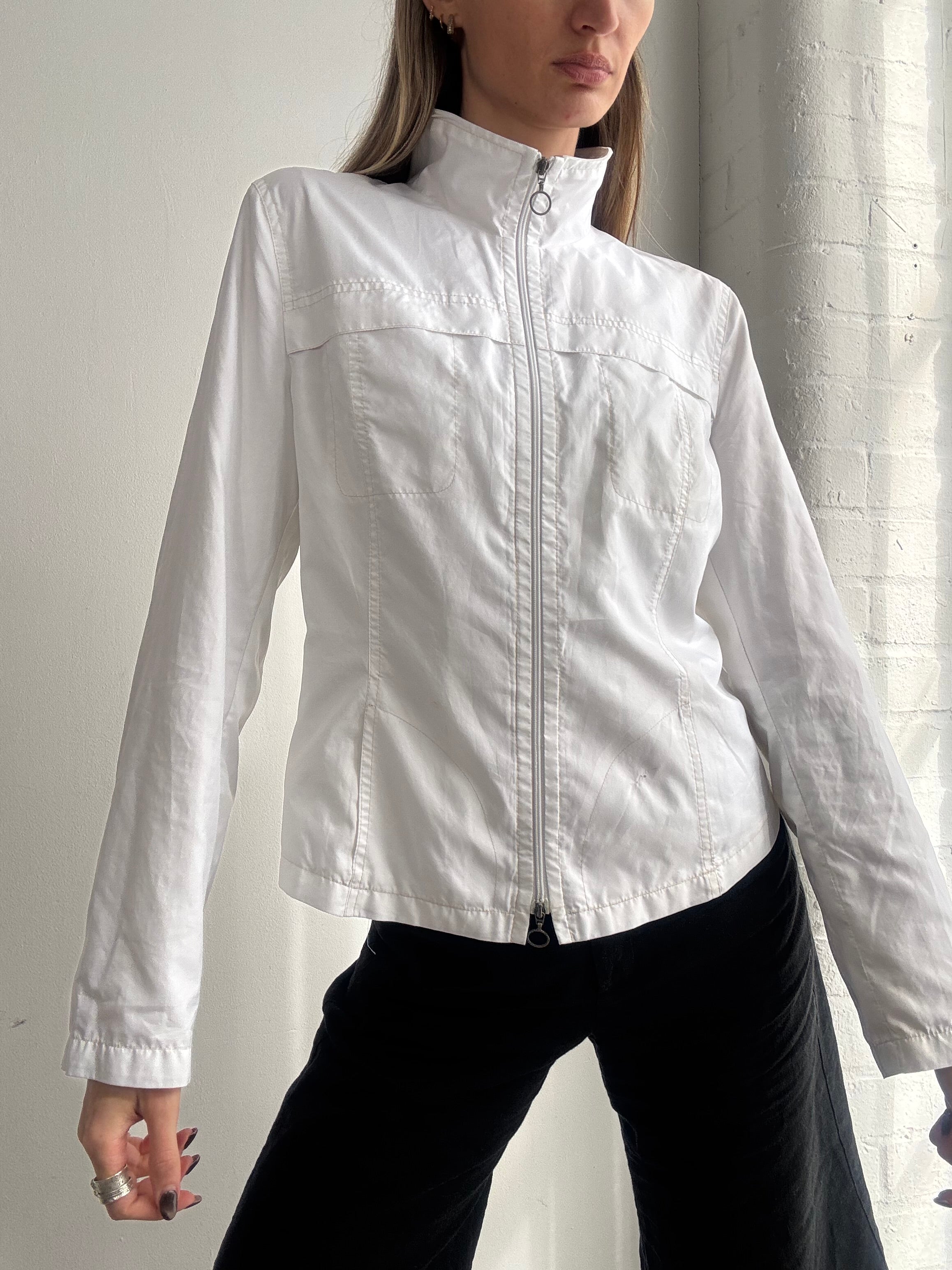 Vintage Y2K white sporty zip jacket - Size S