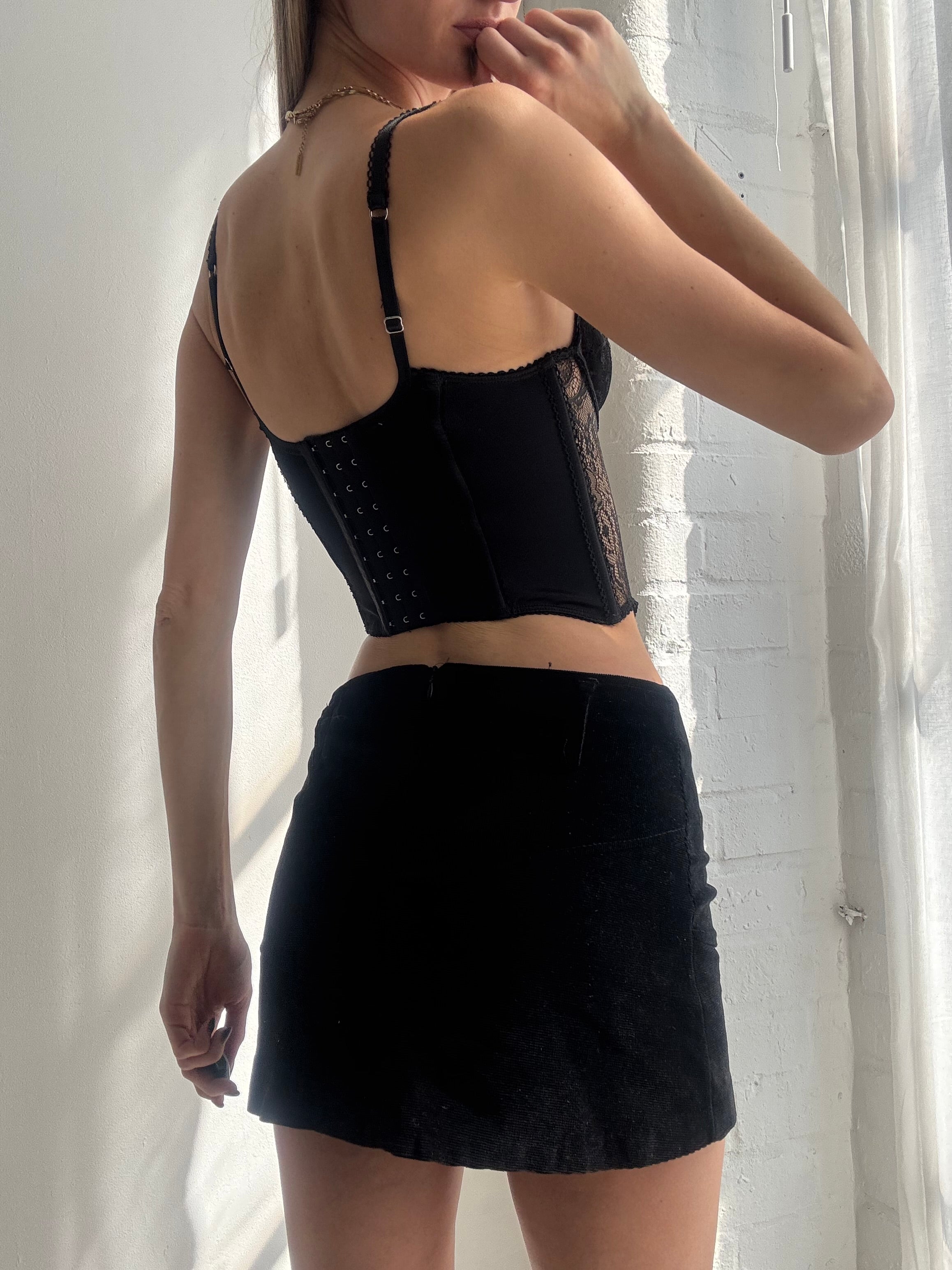 Vintage Y2K black lace corset top - Size XS