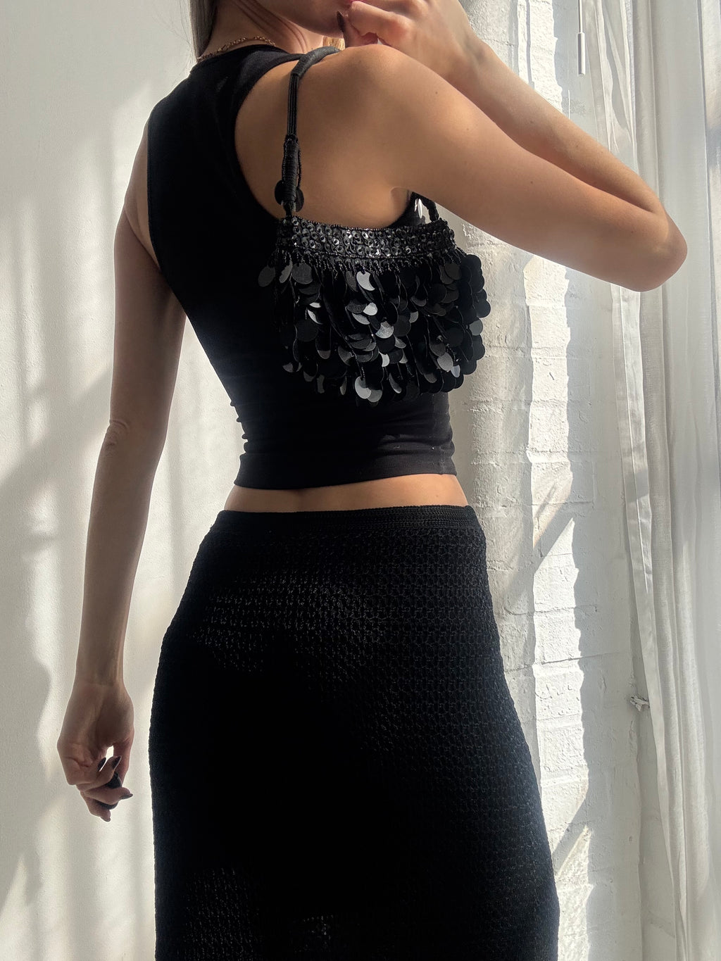 Vintage Y2K black sequin mini shoulder bag
