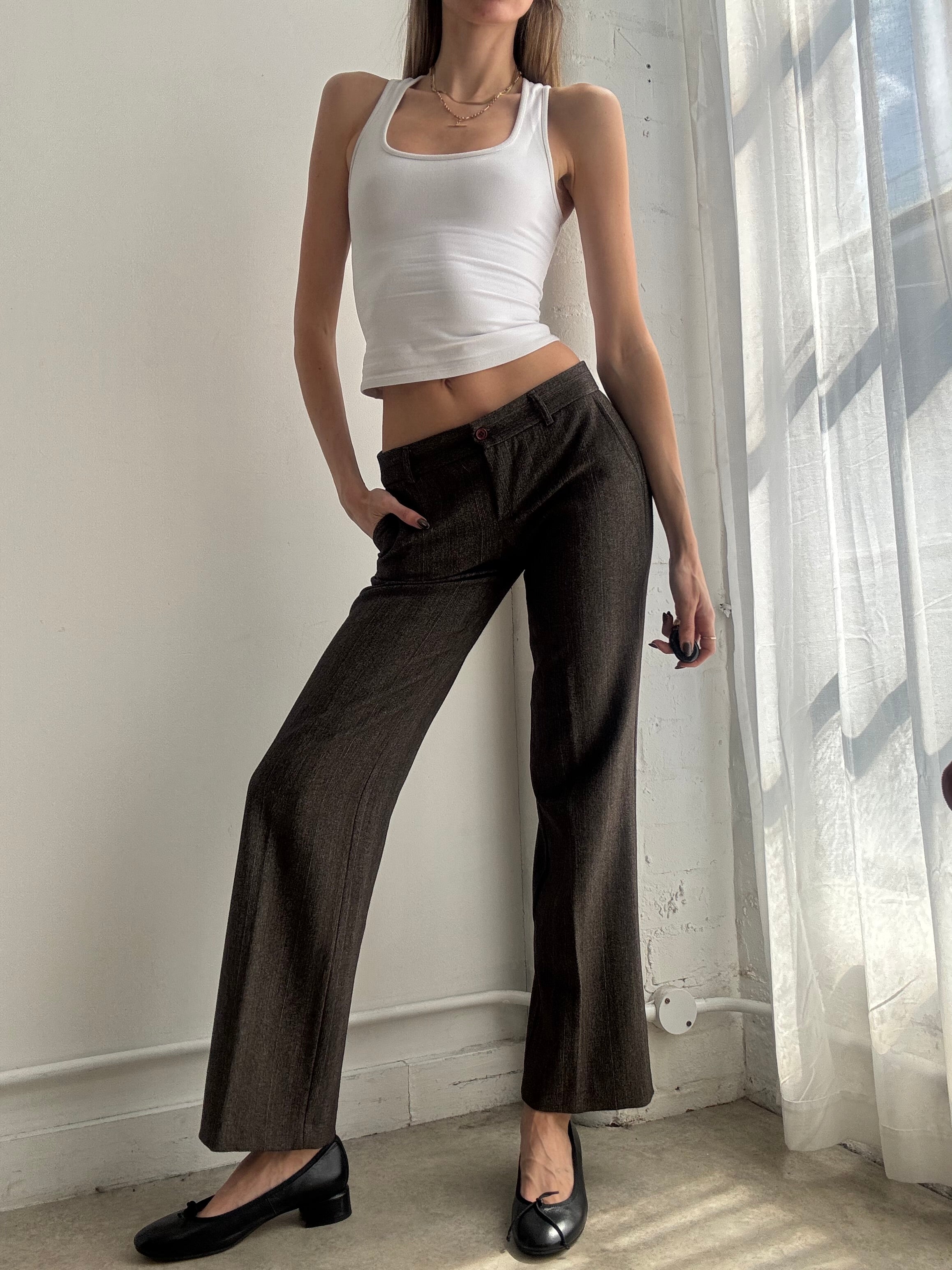Vintage Y2K brown low rise suit pants - Size XS