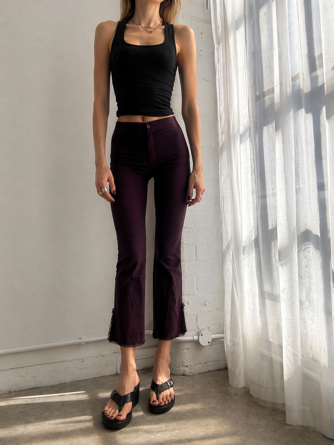 Vintage Y2K plum capri pants - size XS